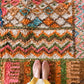 Tapis Beni Ouarain coloré (1293) 302x205cm - Flower Fields Brown