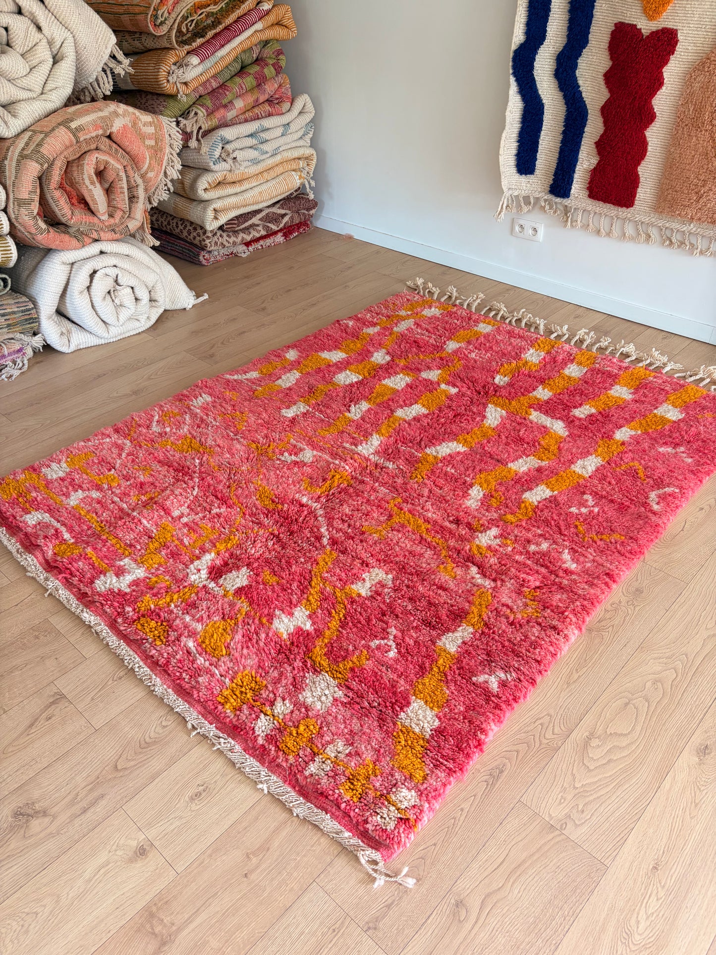 Beni Ouarain Moroccan Colorful Rug (1253) 214x165cm - Peonies