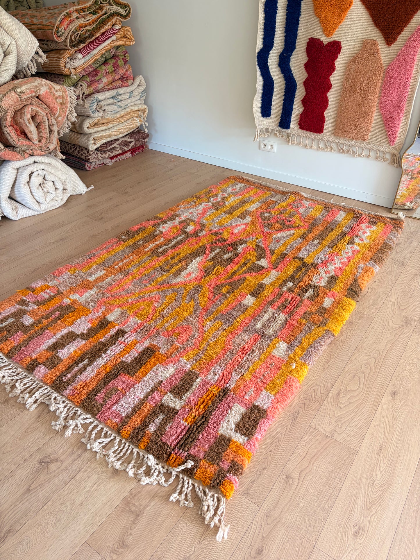 Beni Ouarain Moroccan Colorful Rug (1252) 250x153cm - Fire