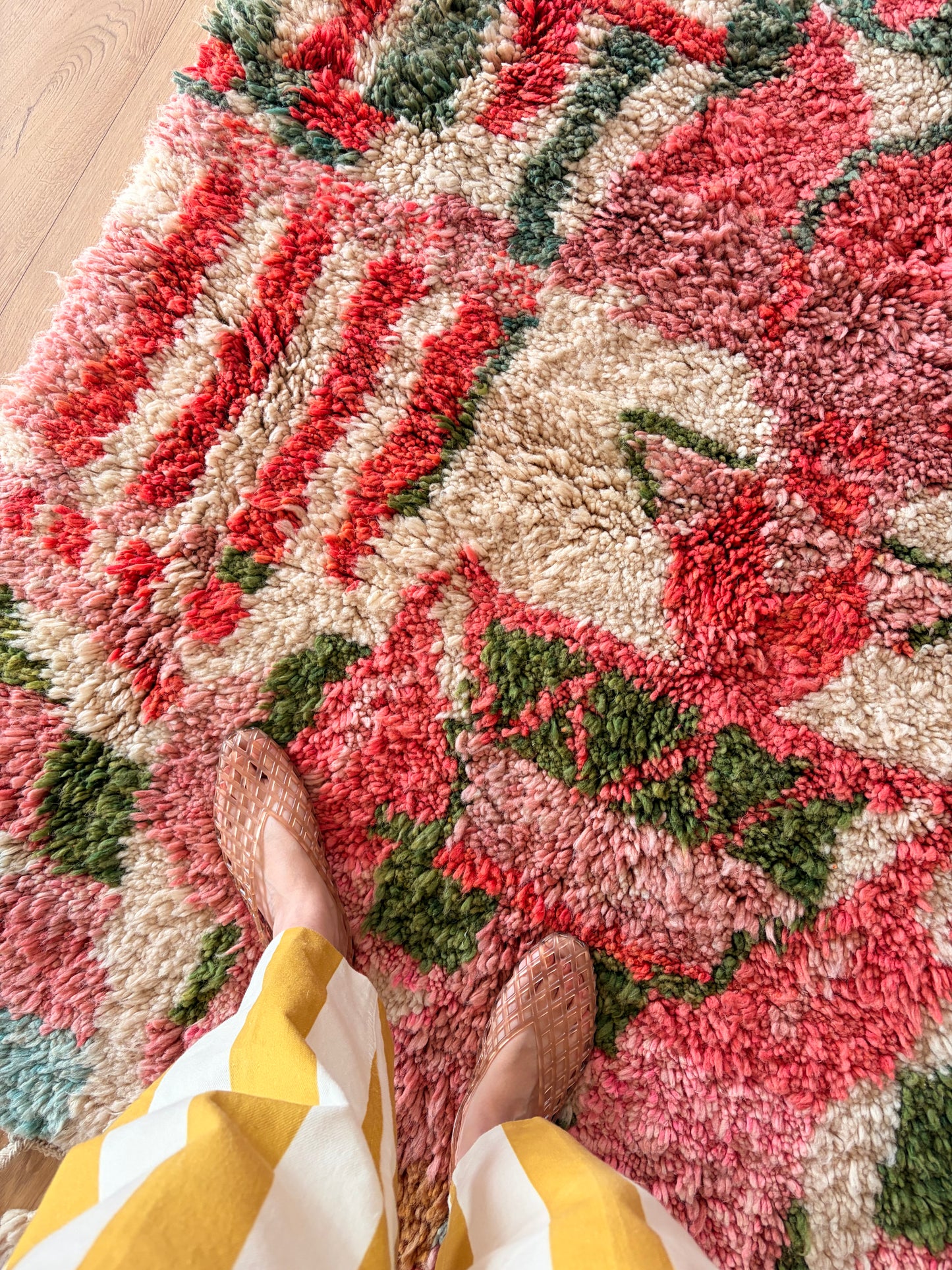 Beni Ouarain Moroccan Colorful Rug (1250) 243x150cm - Strawberry Ice Cream