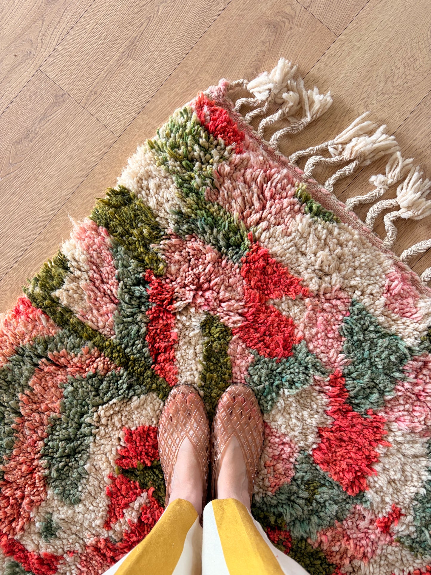 Beni Ouarain Moroccan Colorful Rug (1250) 243x150cm - Strawberry Ice Cream