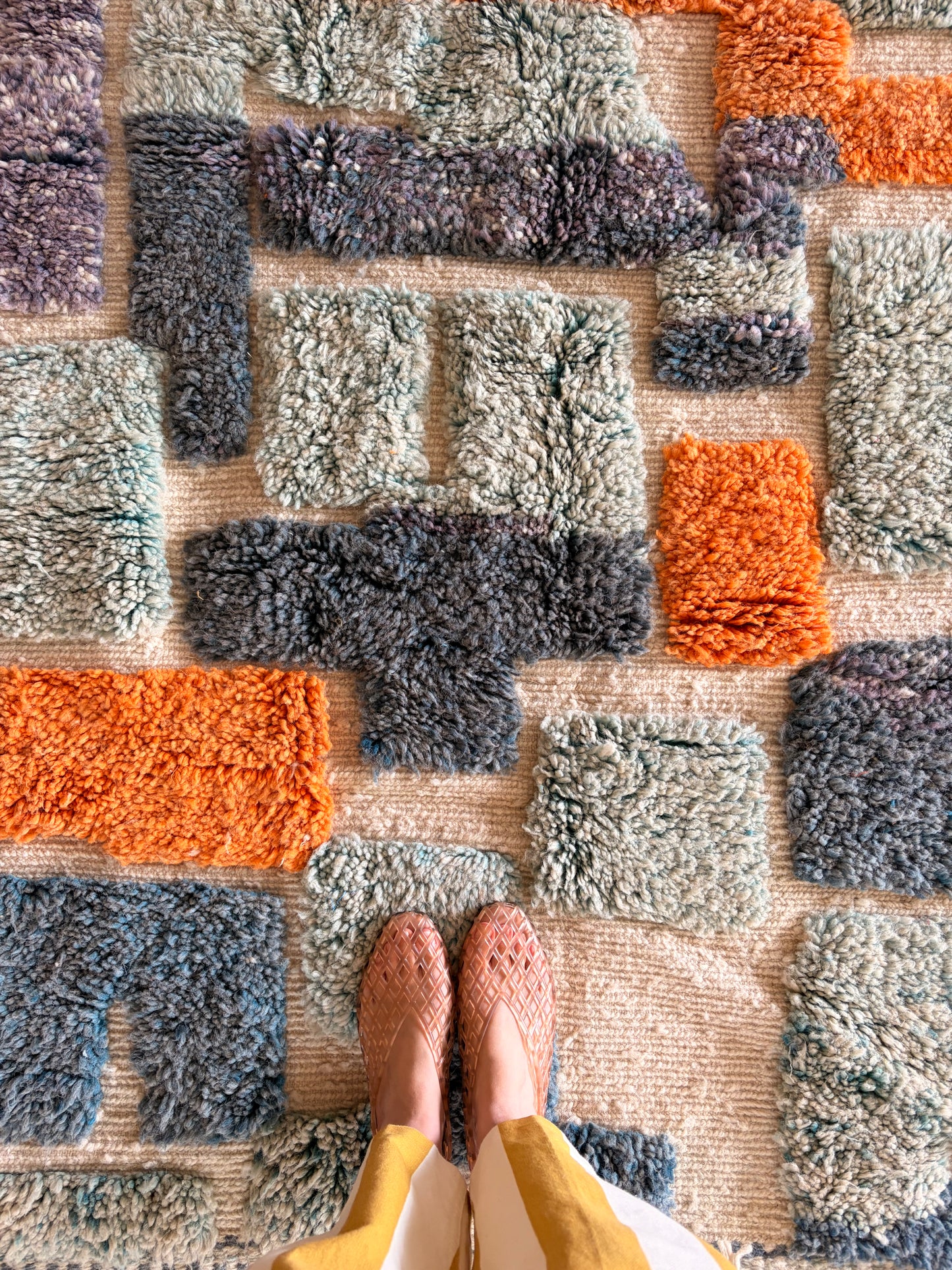 Tapis Beni Ouarain coloré (1251) 250x157cm - Rain Clouds