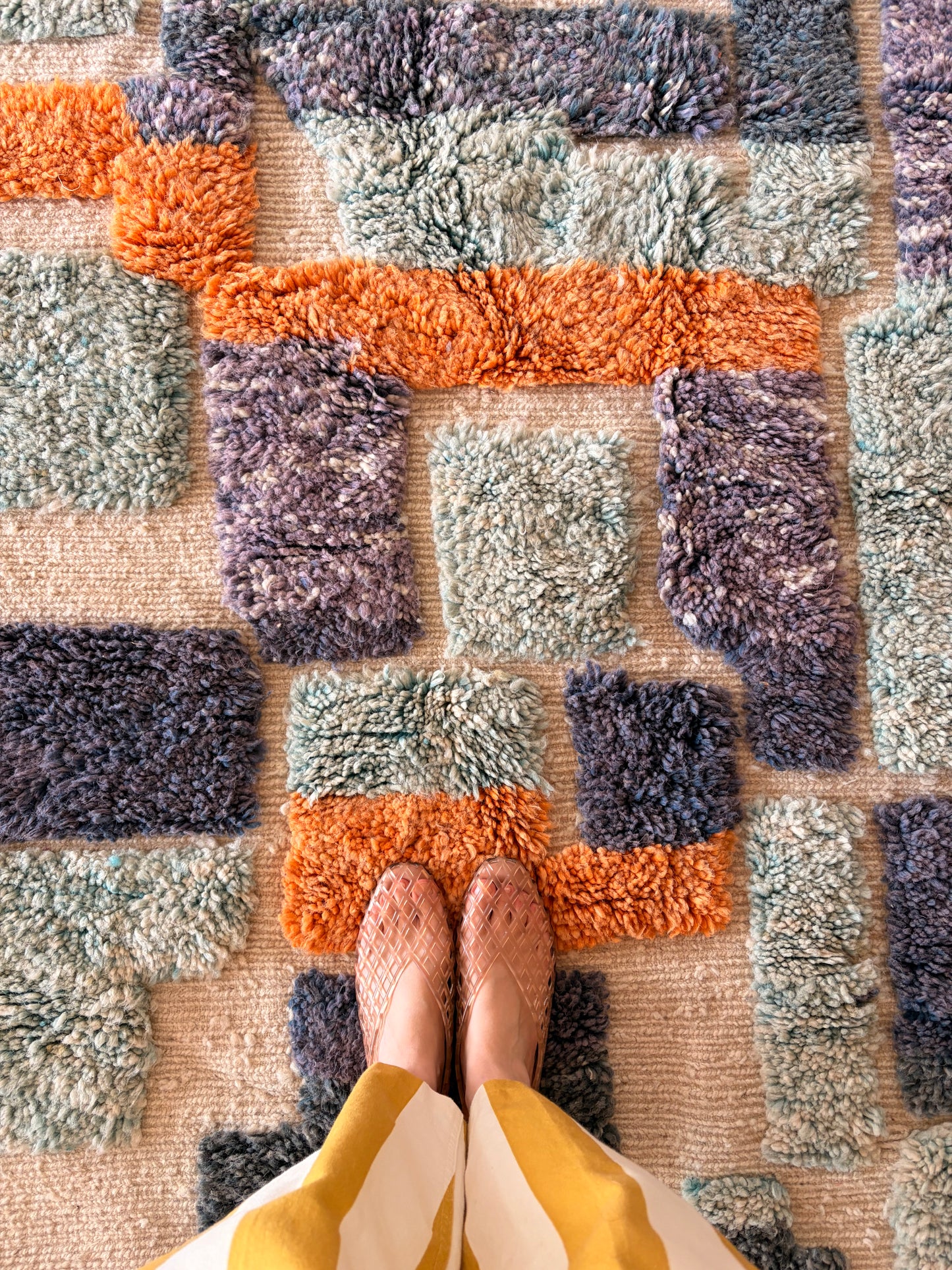Tapis Beni Ouarain coloré (1251) 250x157cm - Rain Clouds