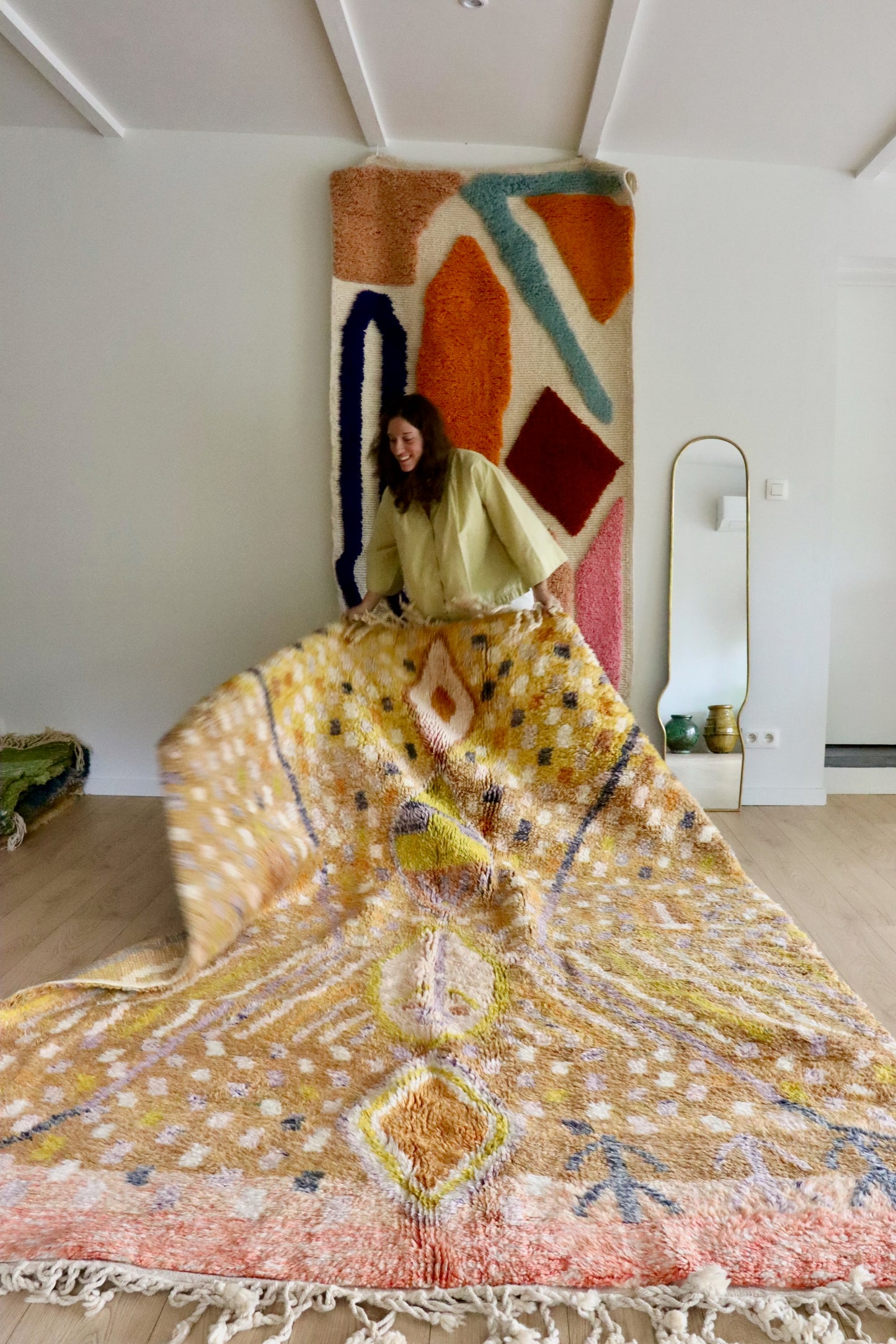 Beni Ouarain Marokkaans kleurrijk vloerkleed (987) 290x200 - Seashells