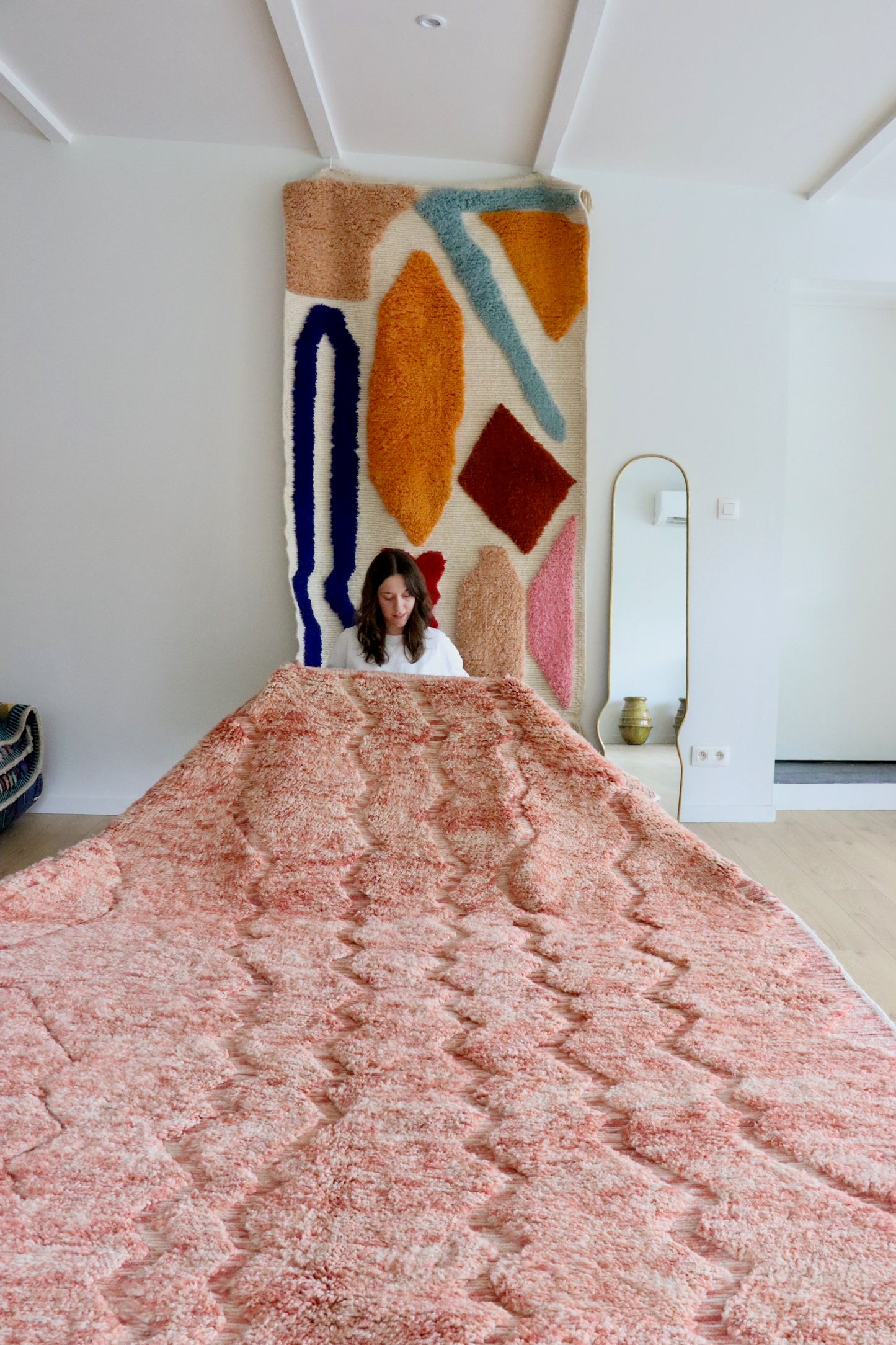 Beni Ouarain Moroccan Colorful Rug (974) 343x260 - Pink Lake
