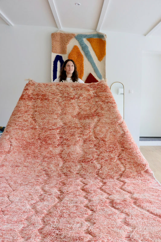 Beni Ouarain Moroccan Colorful Rug (974) 343x260 - Pink Lake