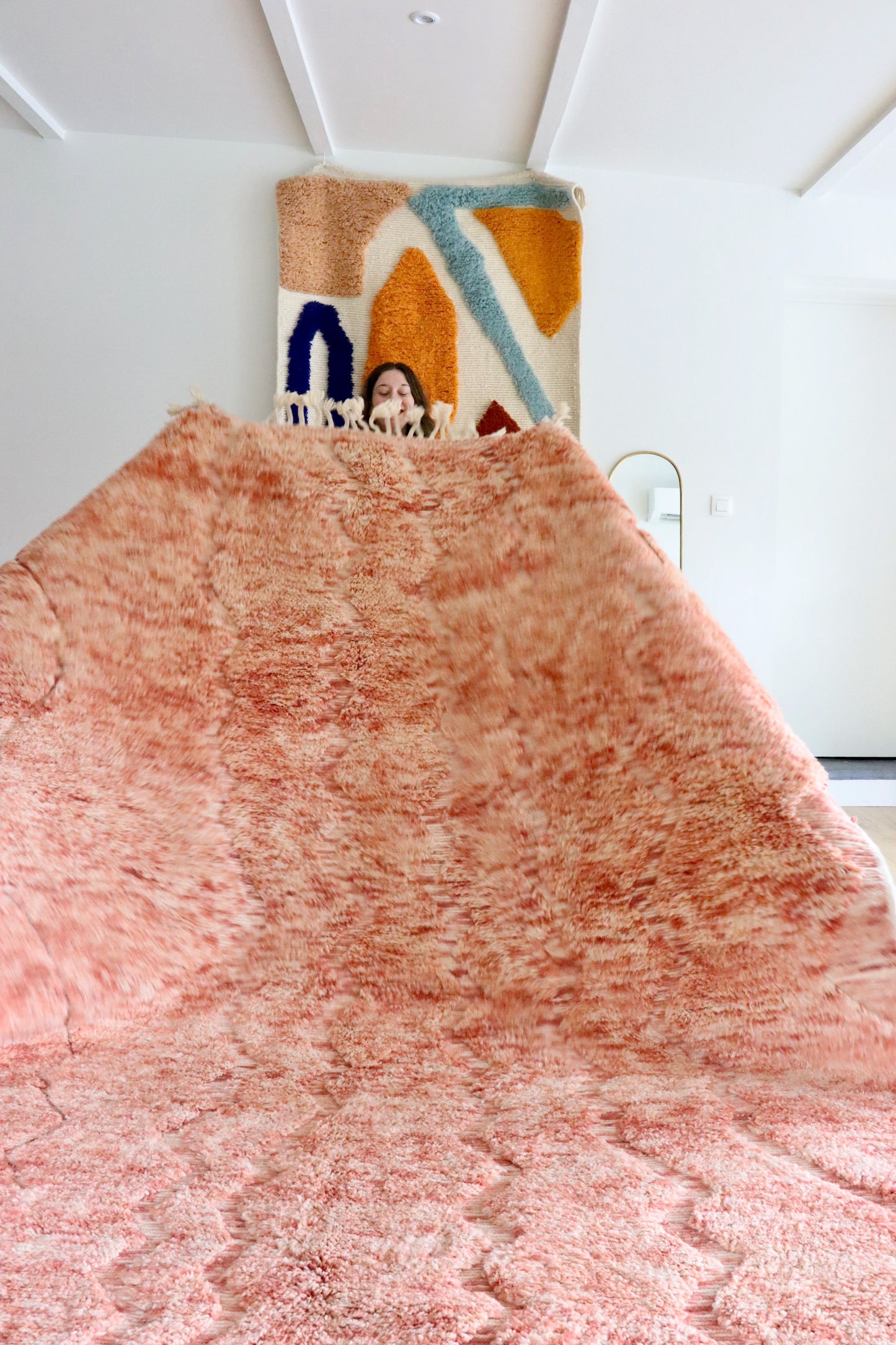 Beni Ouarain Moroccan Colorful Rug (974) 343x260 - Pink Lake