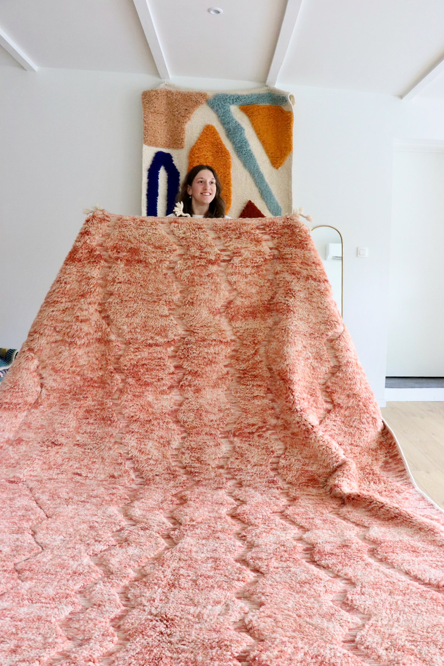Beni Ouarain Moroccan Colorful Rug (974) 343x260 - Pink Lake