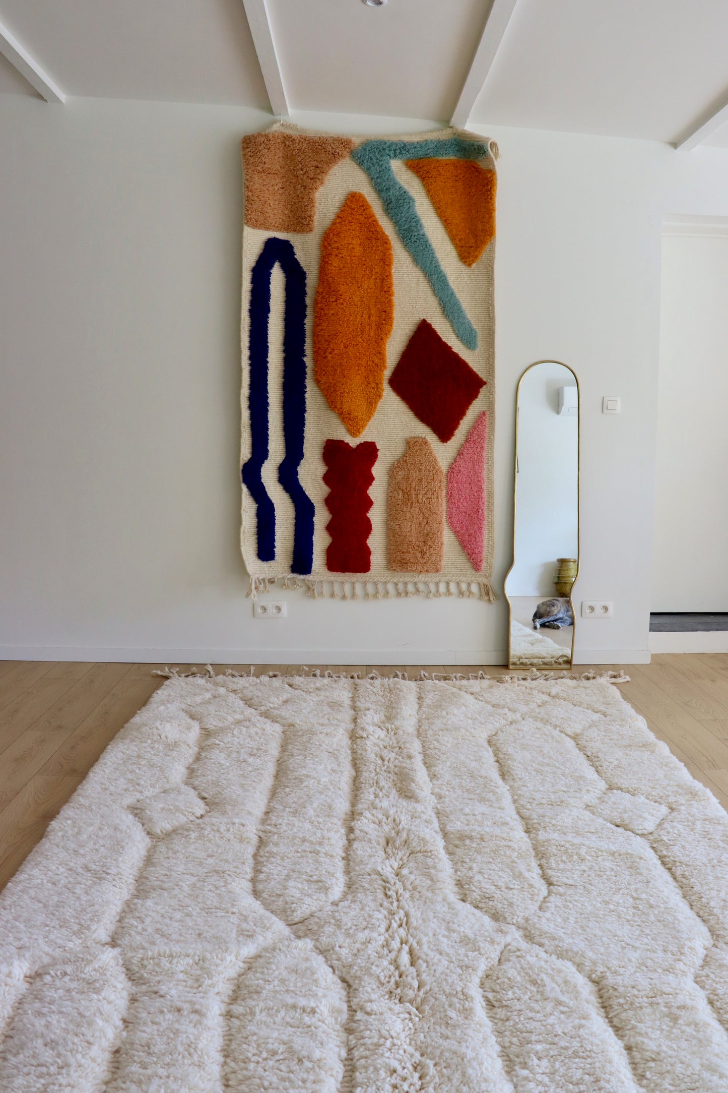 Beni Ouarain Moroccan Colorful Rug (962) 310x204cm - Snow on top