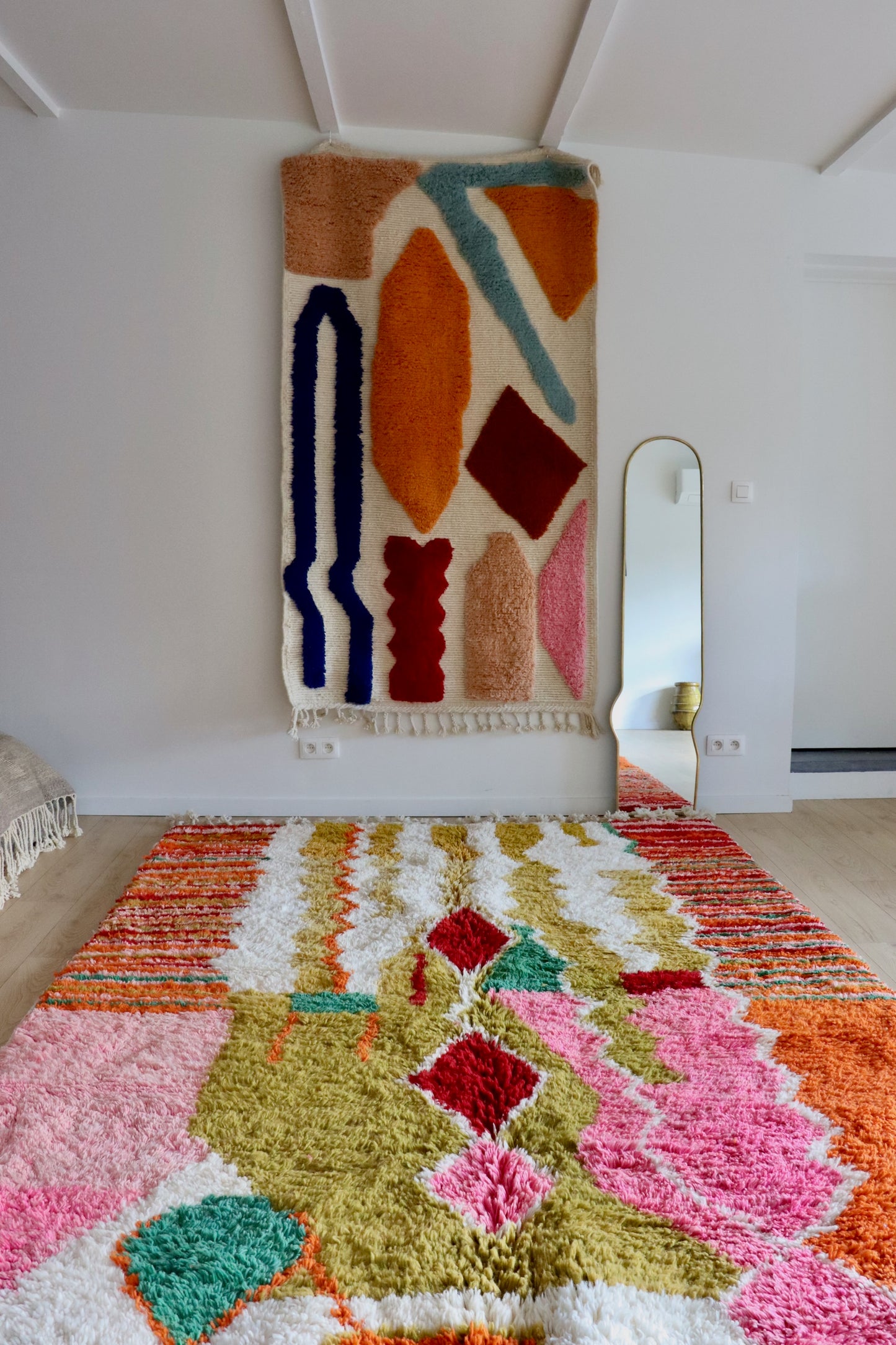 Beni Ouarain Moroccan Colorful Rug (965) 315x210cm - Olive green