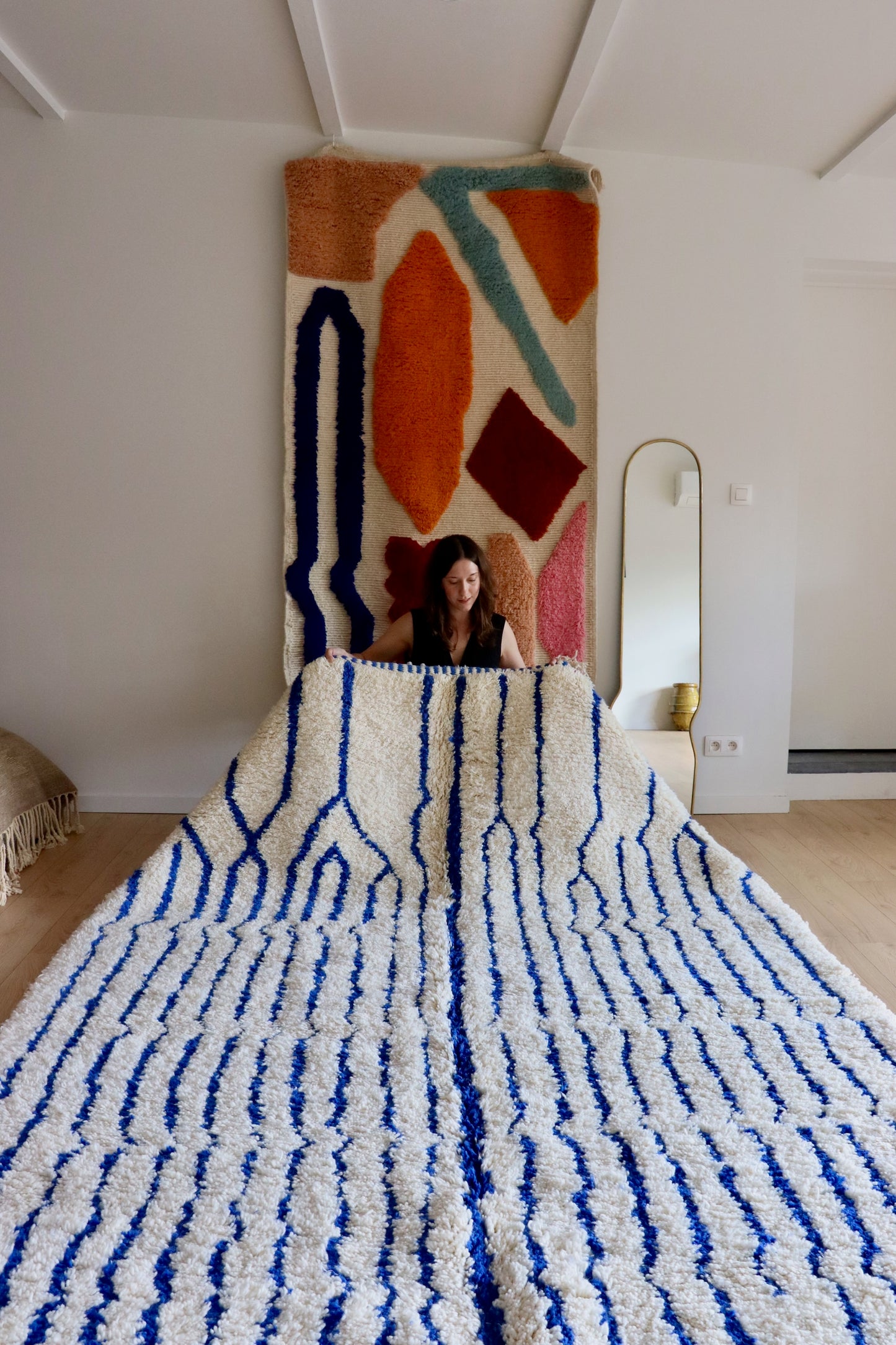 Beni Ouarain Moroccan Colorful Rug (990) 293x205cm - Sky