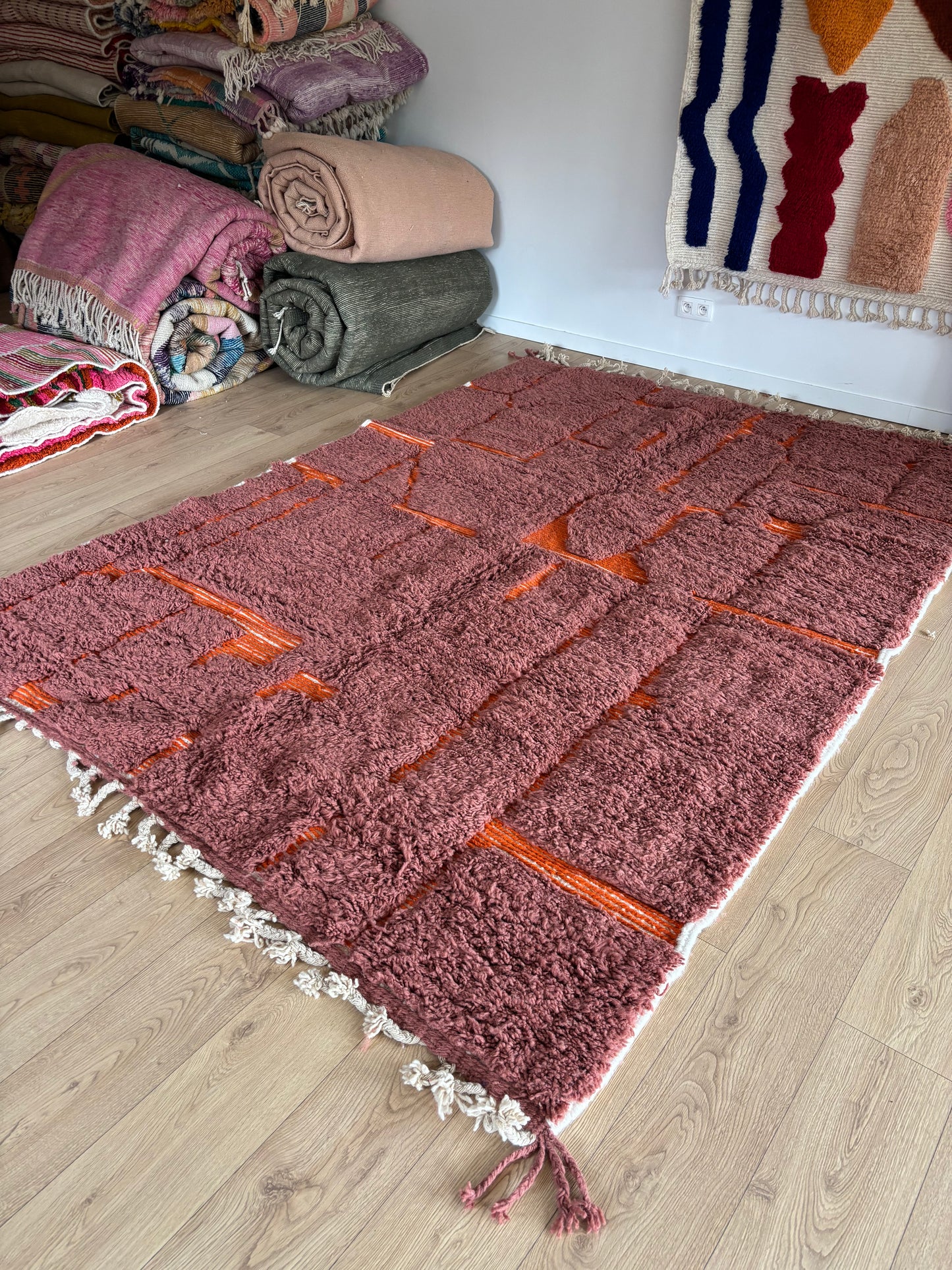 Beni Ouarain Moroccan Colorful Rug (1083) 283x202cm - Burning