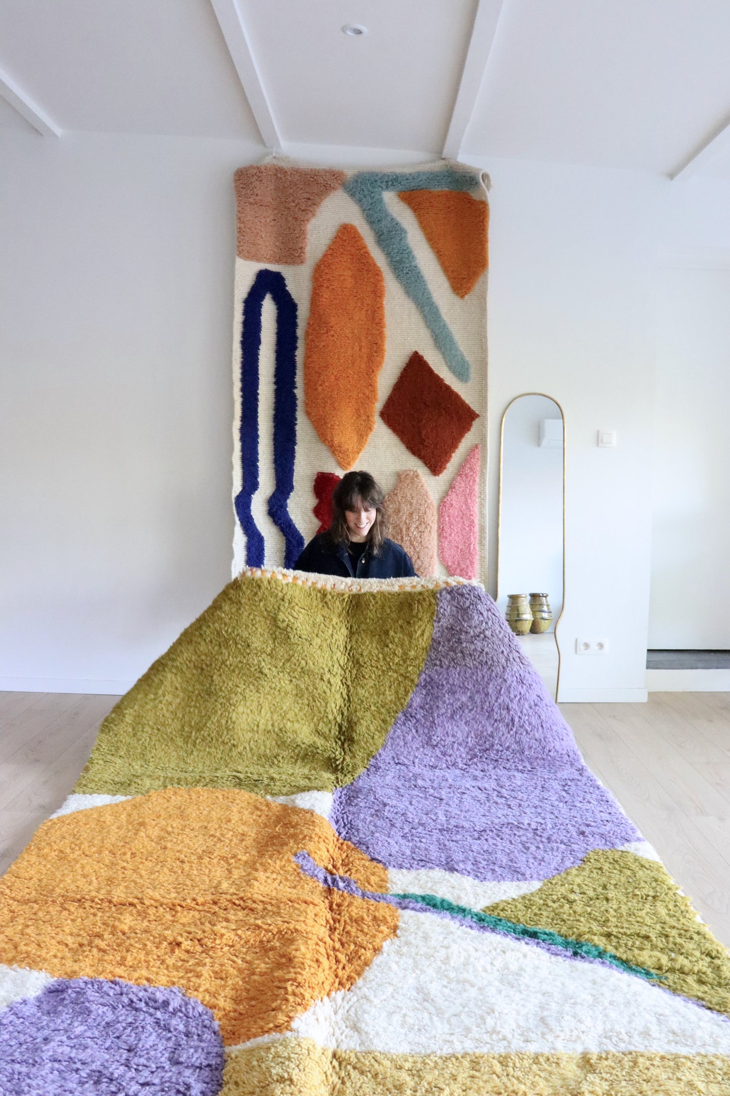 Beni Ouarain Marokkaans kleurrijk tapijt (1016) 270x187cm - Blueberry