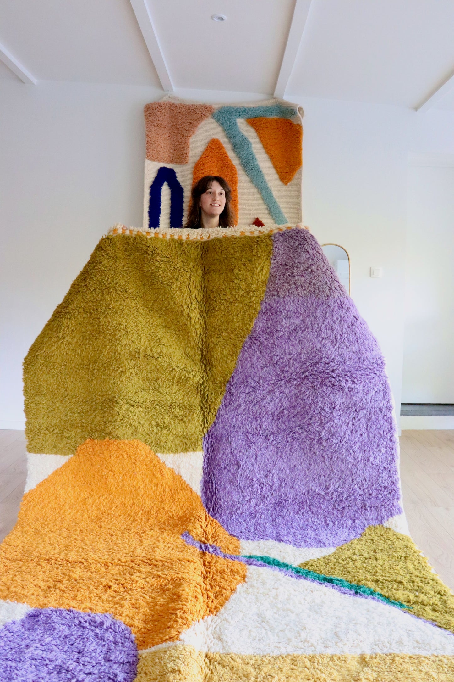 Beni Ouarain Marokkaans kleurrijk tapijt (1016) 270x187cm - Blueberry