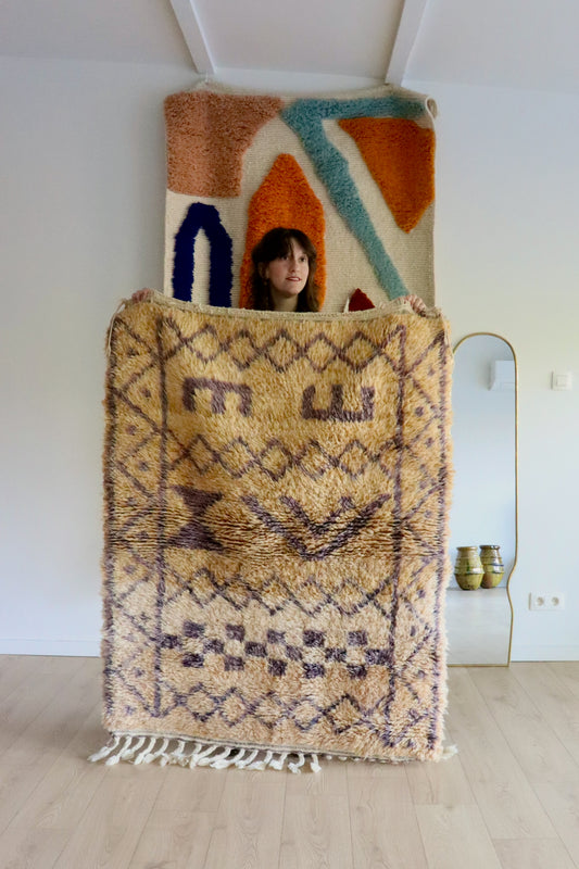 Beni Ouarain Marokkaans kleurrijk tapijt (999) 140x112cm - Lilac 1