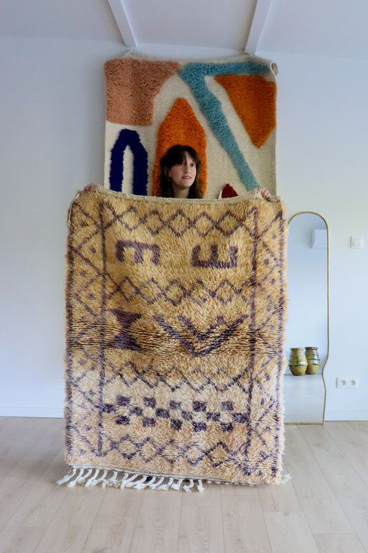 Beni Ouarain Marokkaans kleurrijk tapijt (999) 140x112cm - Lilac 1