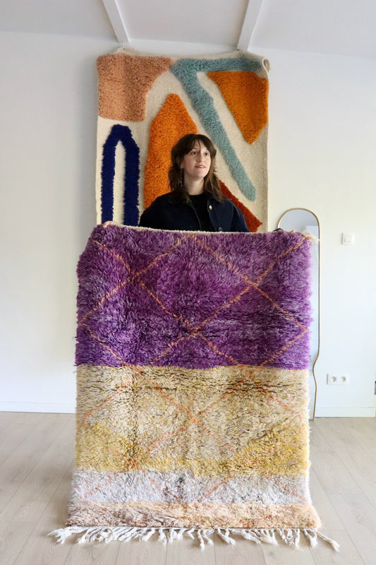 Beni Ouarain Marokkaans kleurrijk tapijt (1001) 154x112cm - Violet