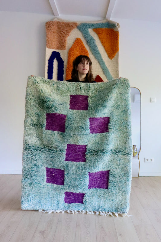 Beni Ouarain Marokkaans kleurrijk tapijt (1002) 153x120cm - Cayman Islands