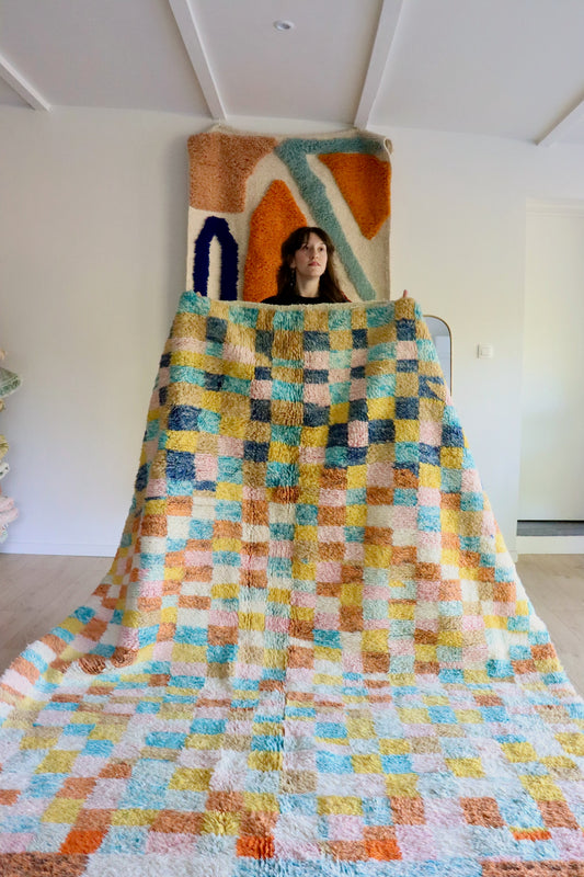 Beni Ouarain Marokkaans kleurrijk tapijt (1023) 297x206cm - Checkmate