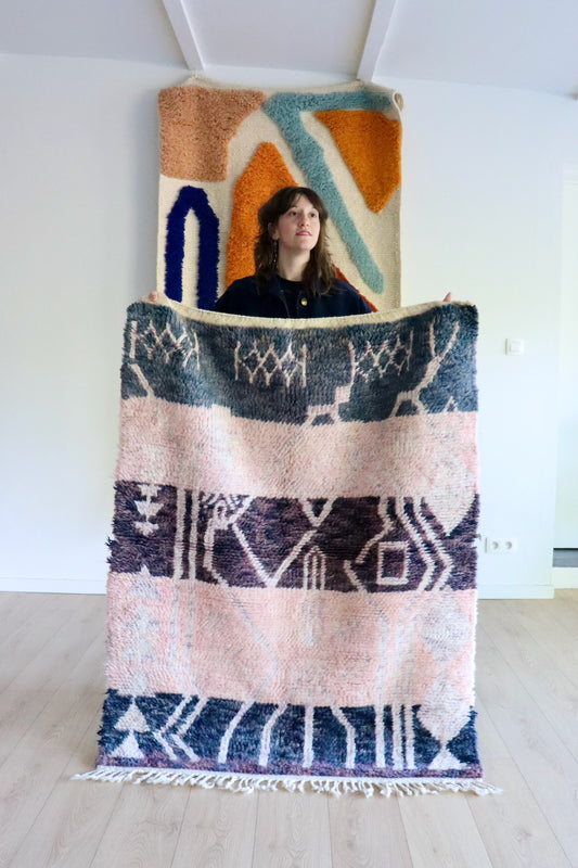 Beni Ouarain Marokkaans kleurrijk tapijt (1005) 150x112cm - Lavender