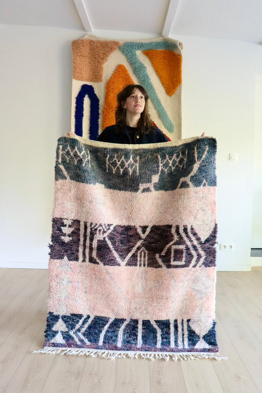 Beni Ouarain Marokkaans kleurrijk tapijt (1005) 150x112cm - Lavender