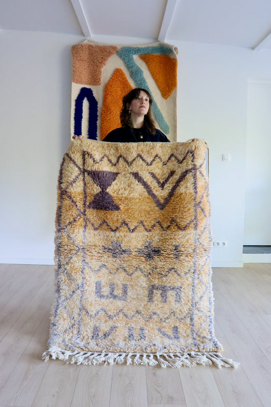 Beni Ouarain Marokkaans kleurrijk tapijt (1000) 152x112cm - Lilac 2