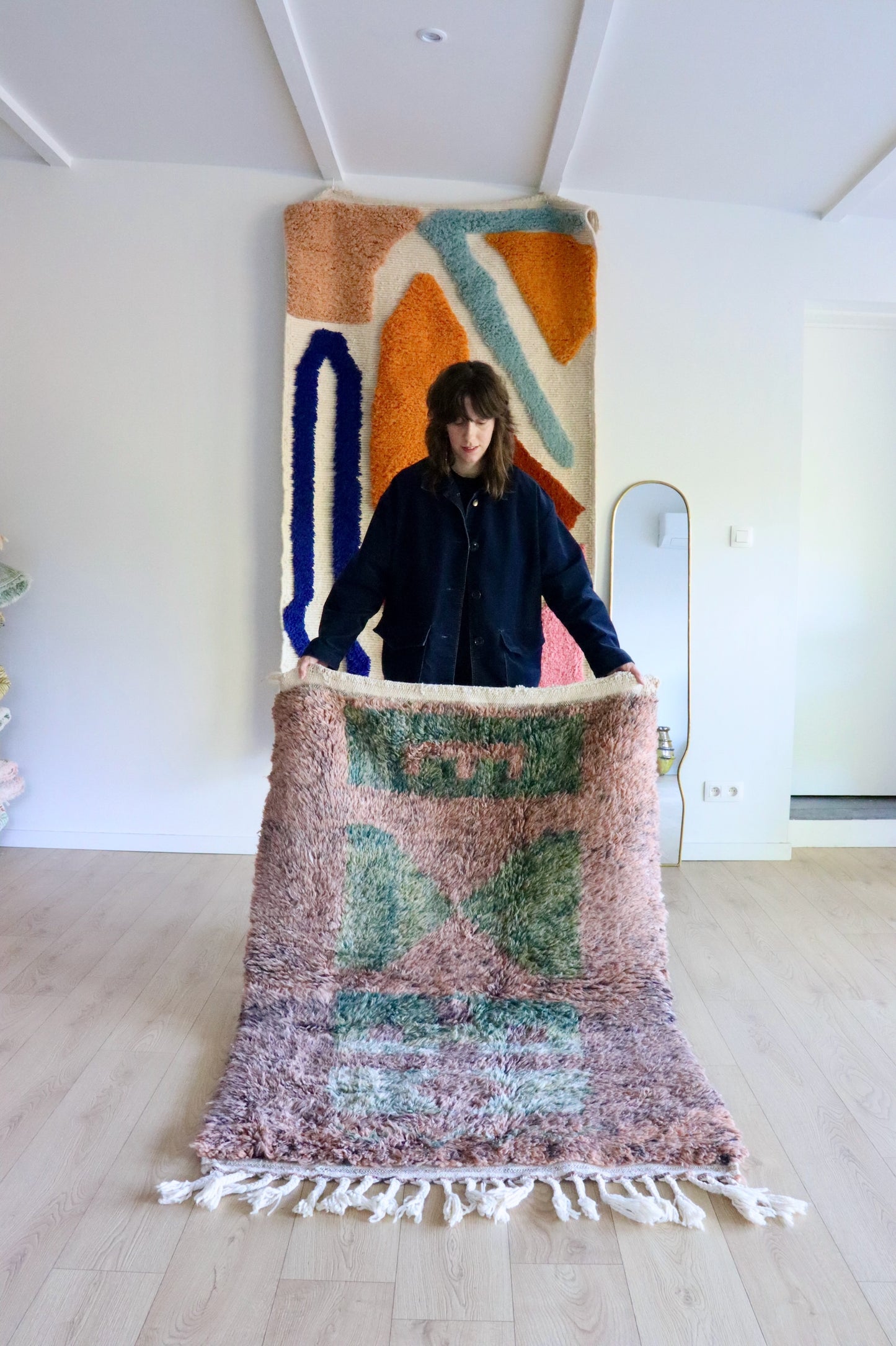 Beni Ouarain Marokkaans kleurrijk tapijt (1003) 154x106cm - Purple Moss