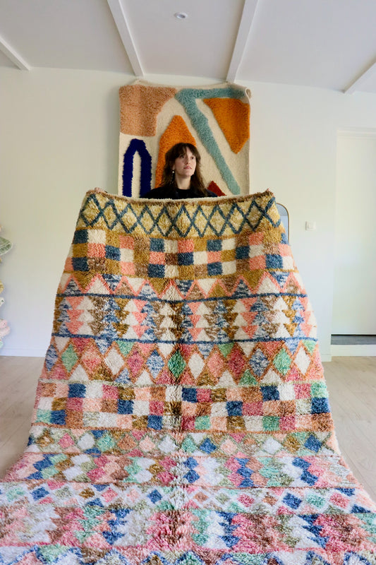 Beni Ouarain Marokkaans kleurrijk tapijt (1015) 250x170cm - Arlequin