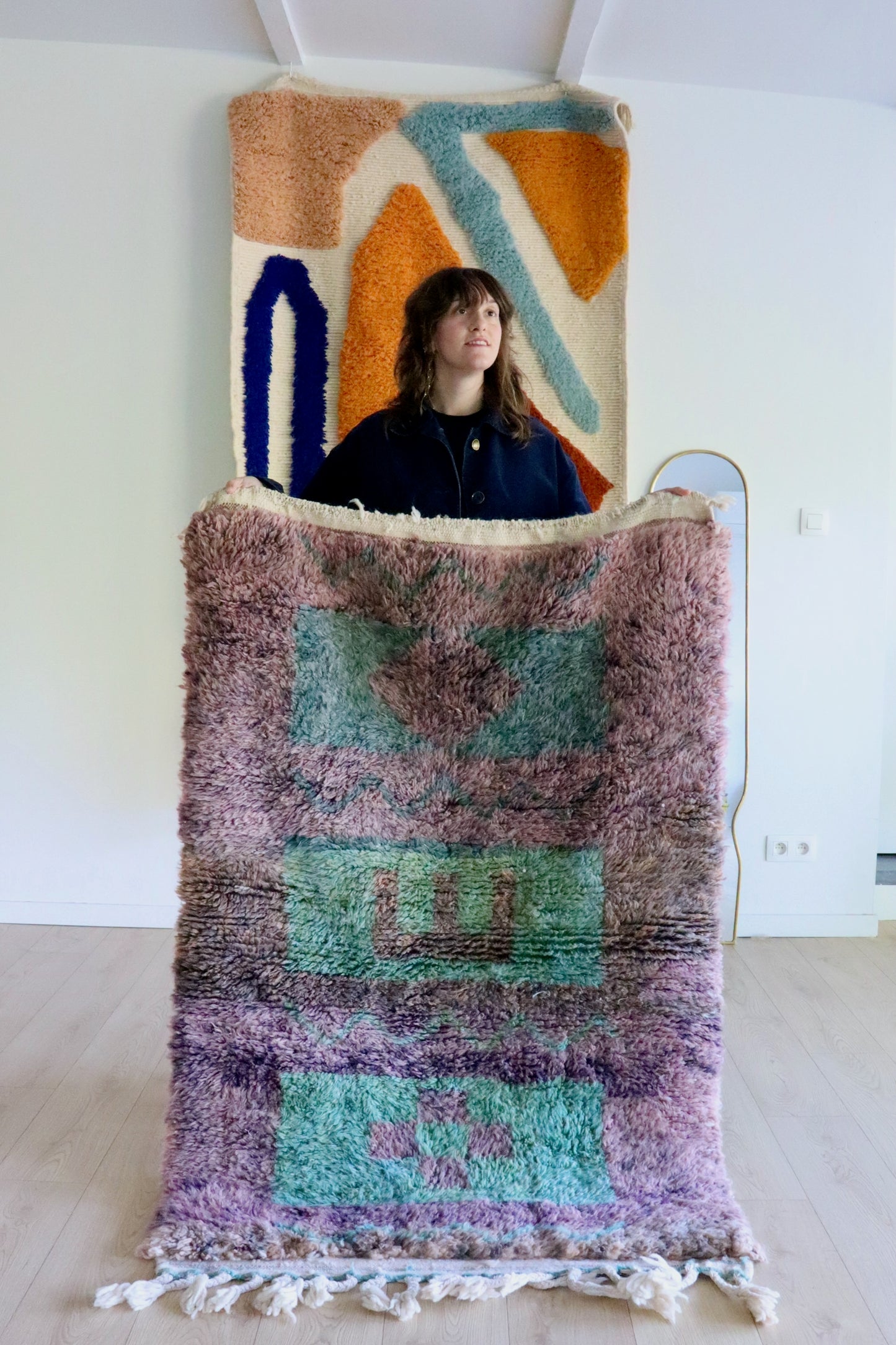 Beni Ouarain Marokkaans kleurrijk tapijt (1007) 162x102cm - Purple Moss 2