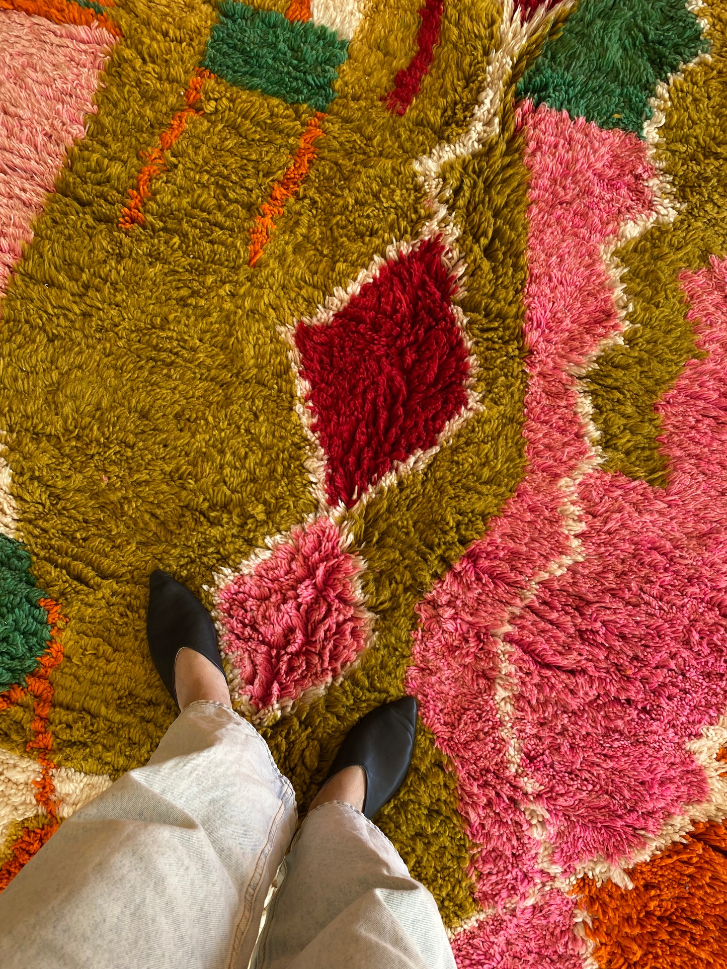 Beni Ouarain Moroccan Colorful Rug (965) 315x210cm - Olive green