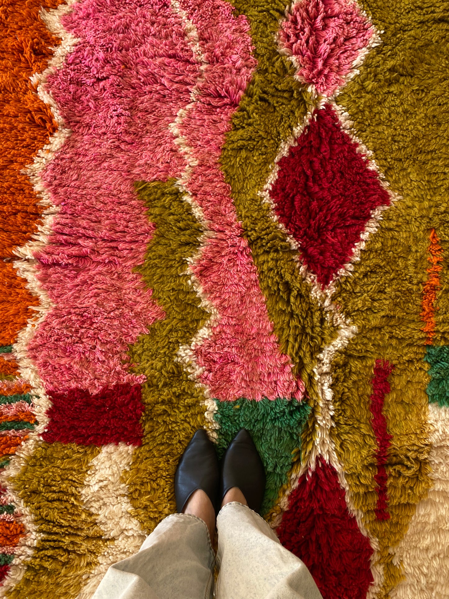 Beni Ouarain Moroccan Colorful Rug (965) 315x210cm - Olive green