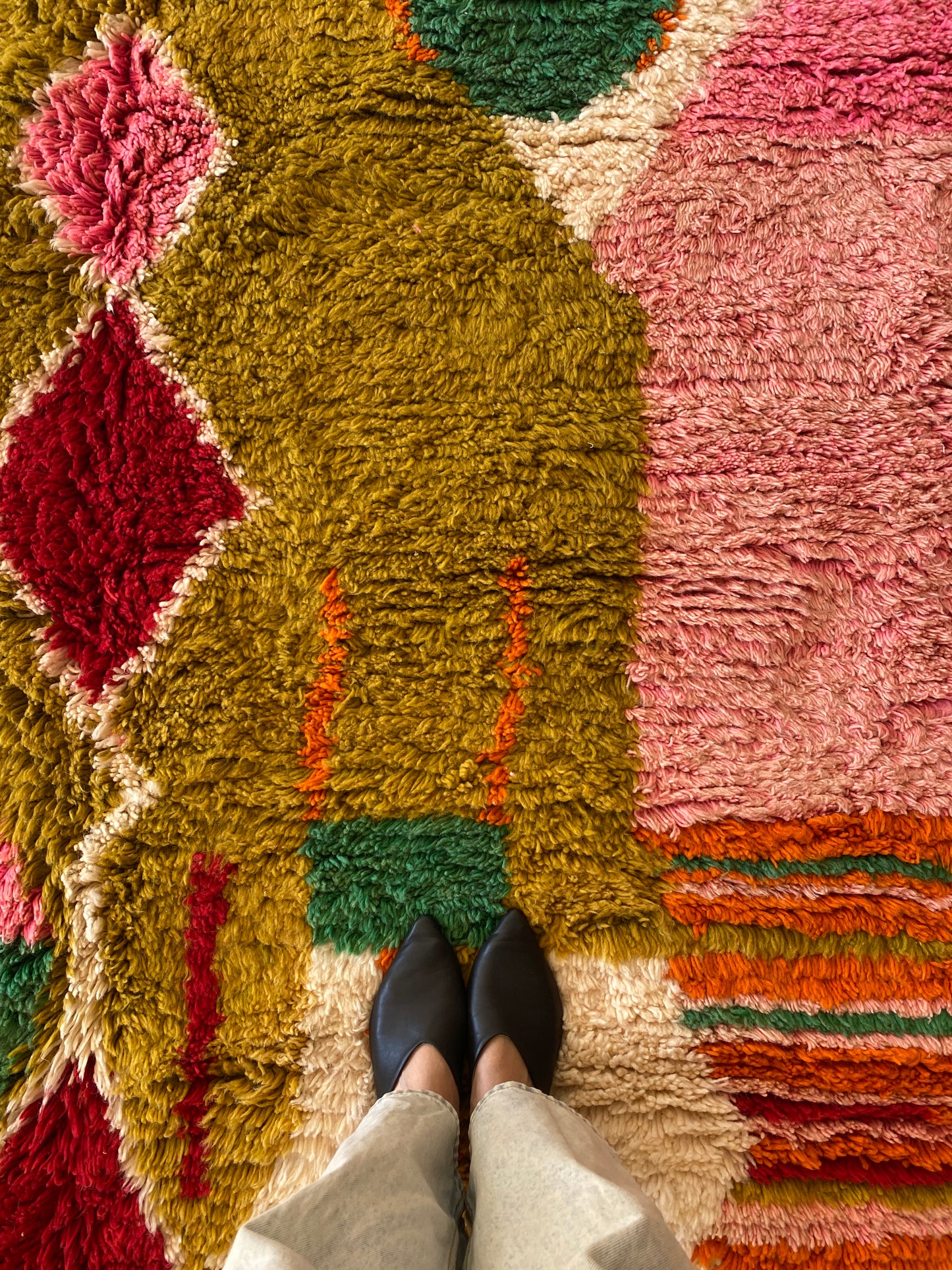 Beni Ouarain Moroccan Colorful Rug (965) 315x210cm - Olive green