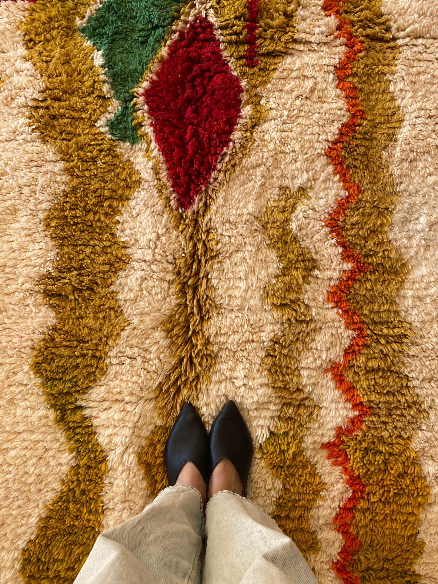 Beni Ouarain Moroccan Colorful Rug (965) 315x210cm - Olive green