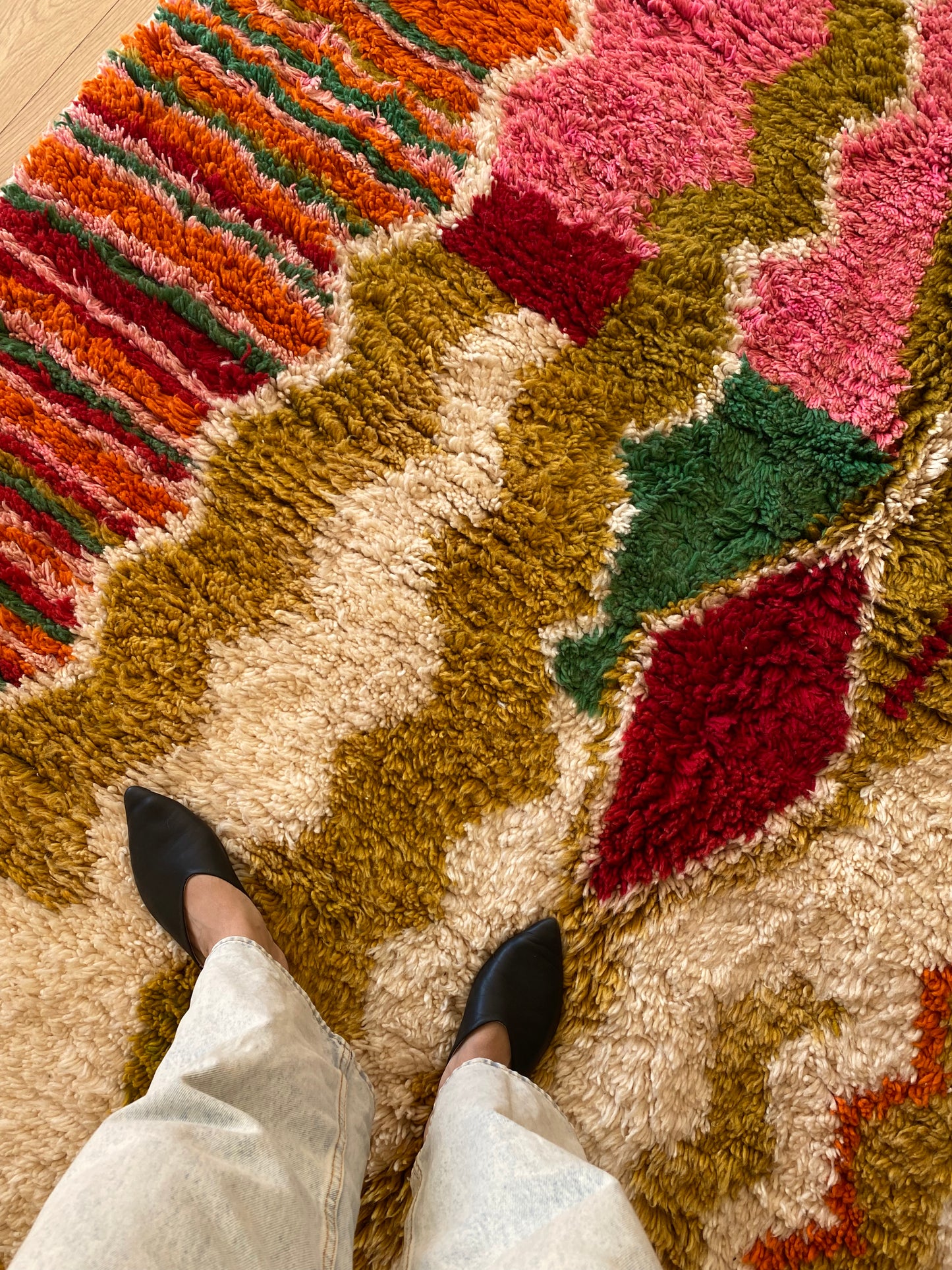 Beni Ouarain Moroccan Colorful Rug (965) 315x210cm - Olive green
