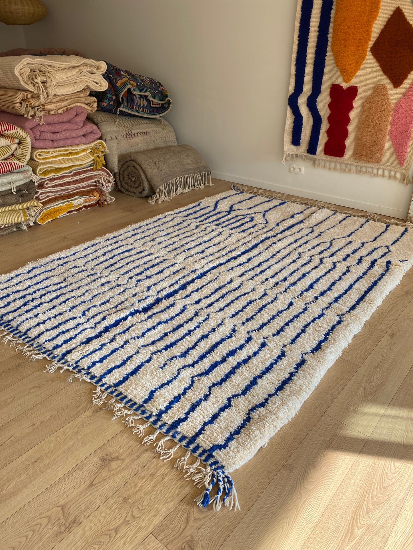 Beni Ouarain Moroccan Colorful Rug (990) 293x205cm - Sky
