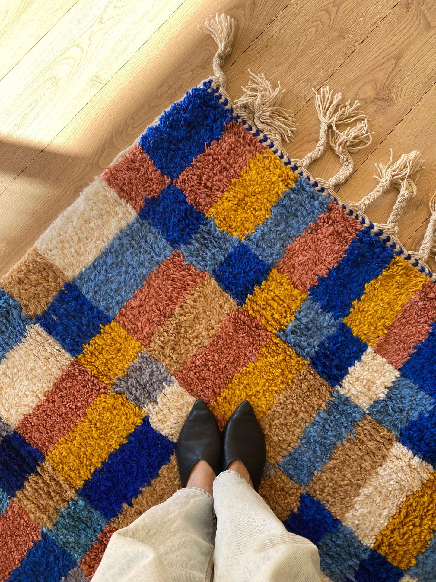Beni Ouarain Moroccan Colorful Rug (966) 295x205cm - Blue Swimming Pool