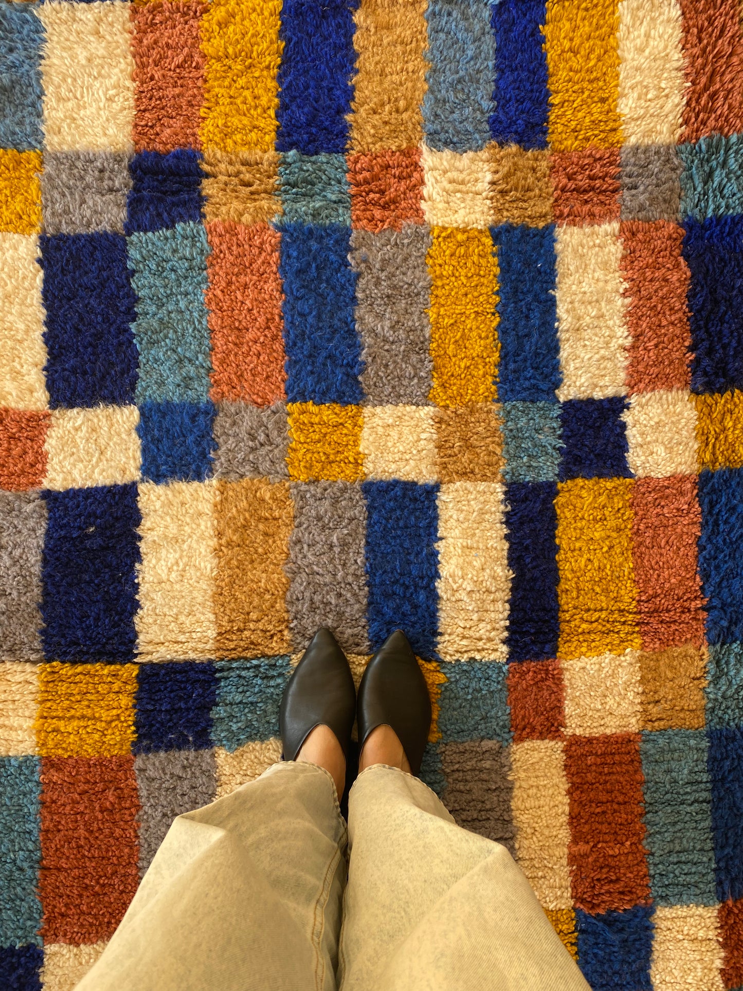 Beni Ouarain Moroccan Colorful Rug (966) 295x205cm - Blue Swimming Pool