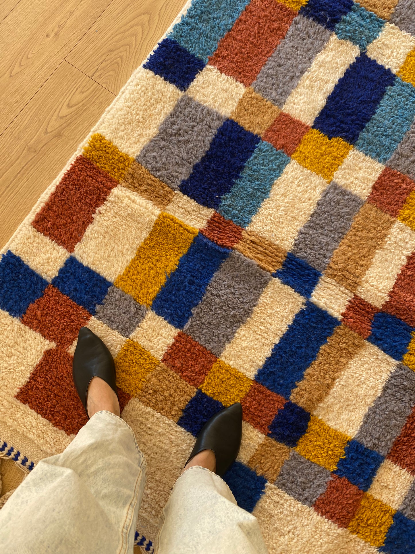Beni Ouarain Moroccan Colorful Rug (966) 295x205cm - Blue Swimming Pool