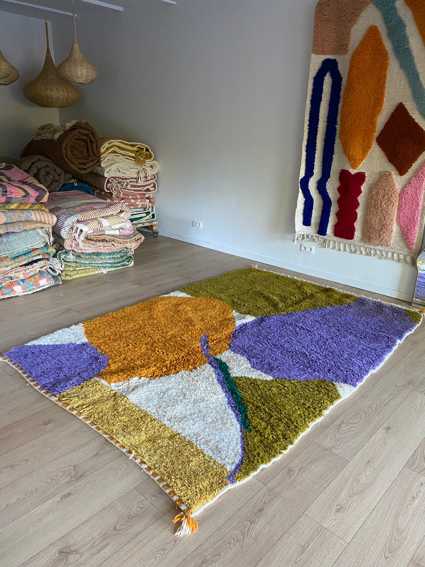 Beni Ouarain Marokkaans kleurrijk tapijt (1016) 270x187cm - Blueberry