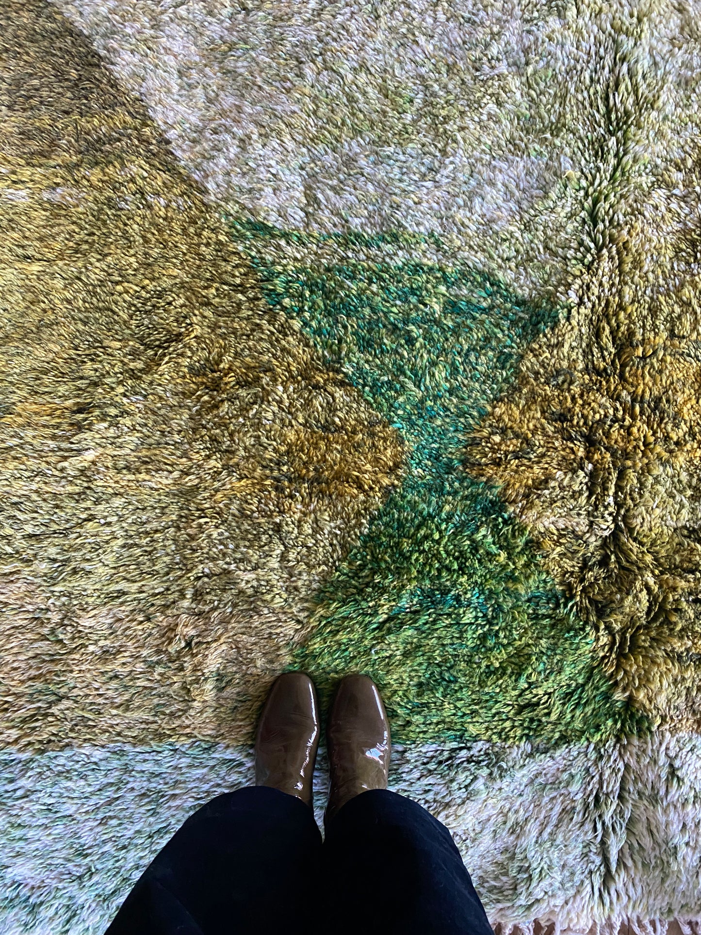 Beni Ouarain Marokkaans kleurrijk tapijt (1020) 300x200cm - Chartreuse