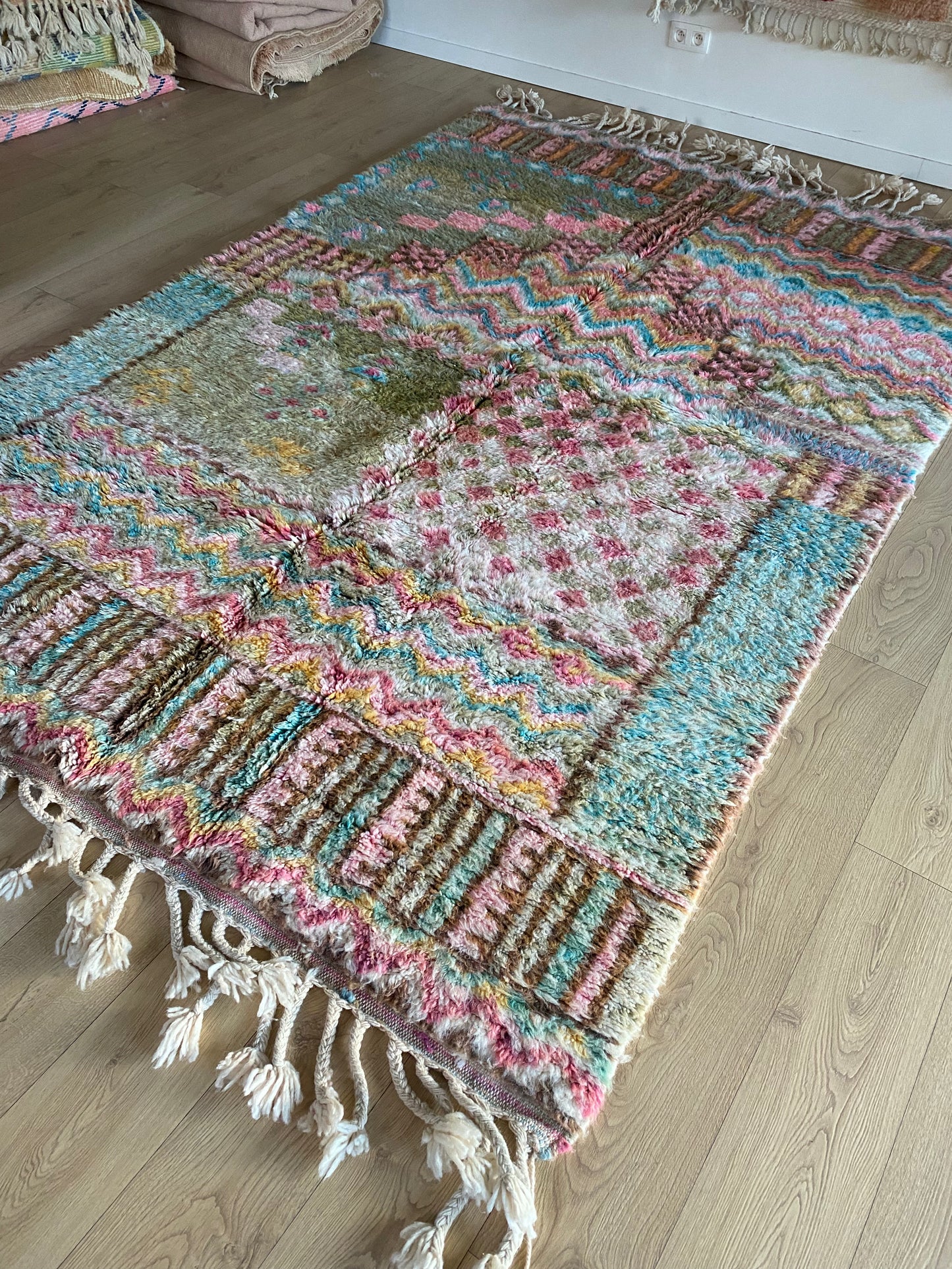 Beni Ouarain Moroccan Colorful Rug (1065) 299x197cm - Poppy Field