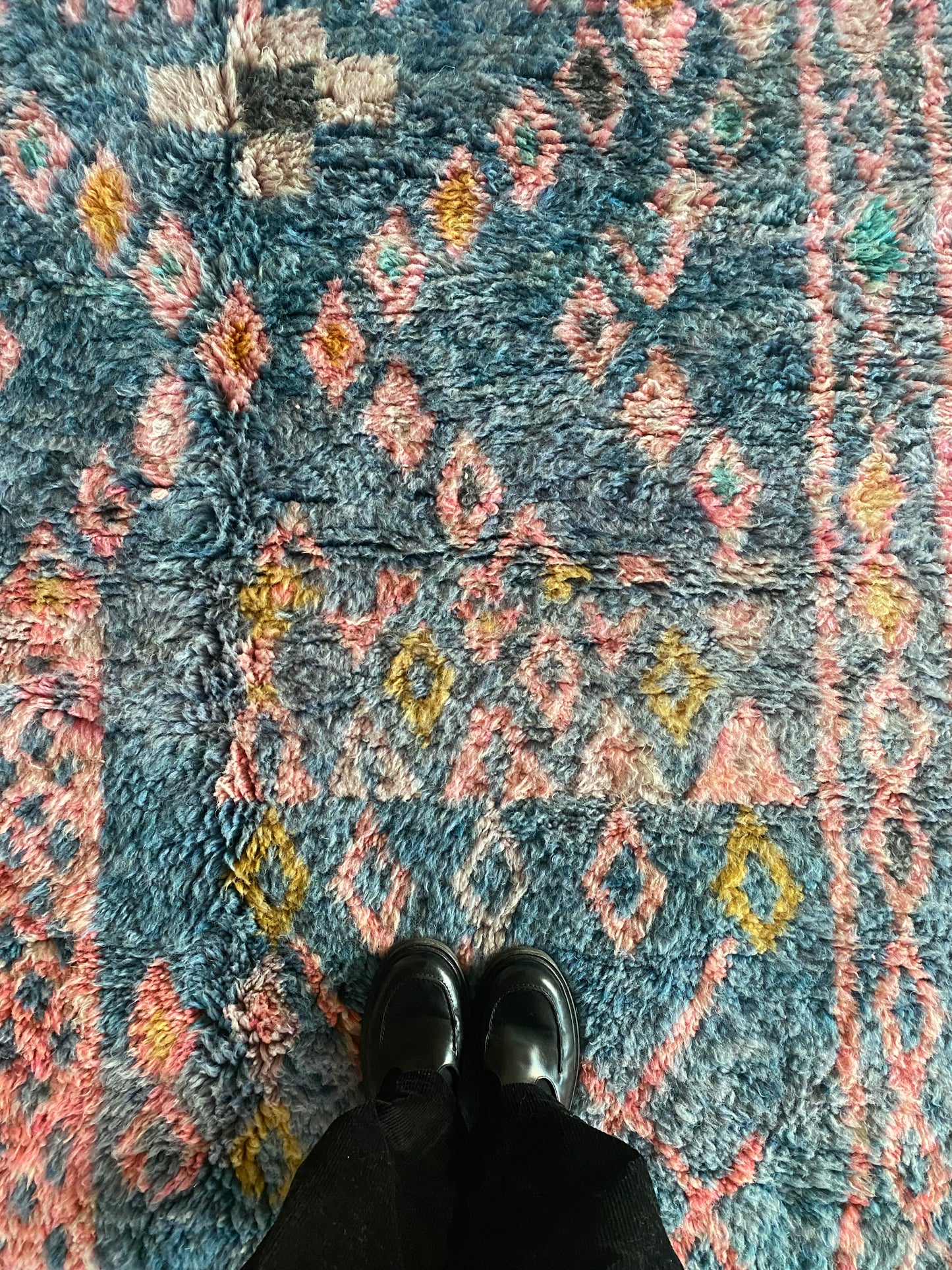 Beni Ouarain Moroccan Colorful Rug (1047) 242x162cm - Soft blue