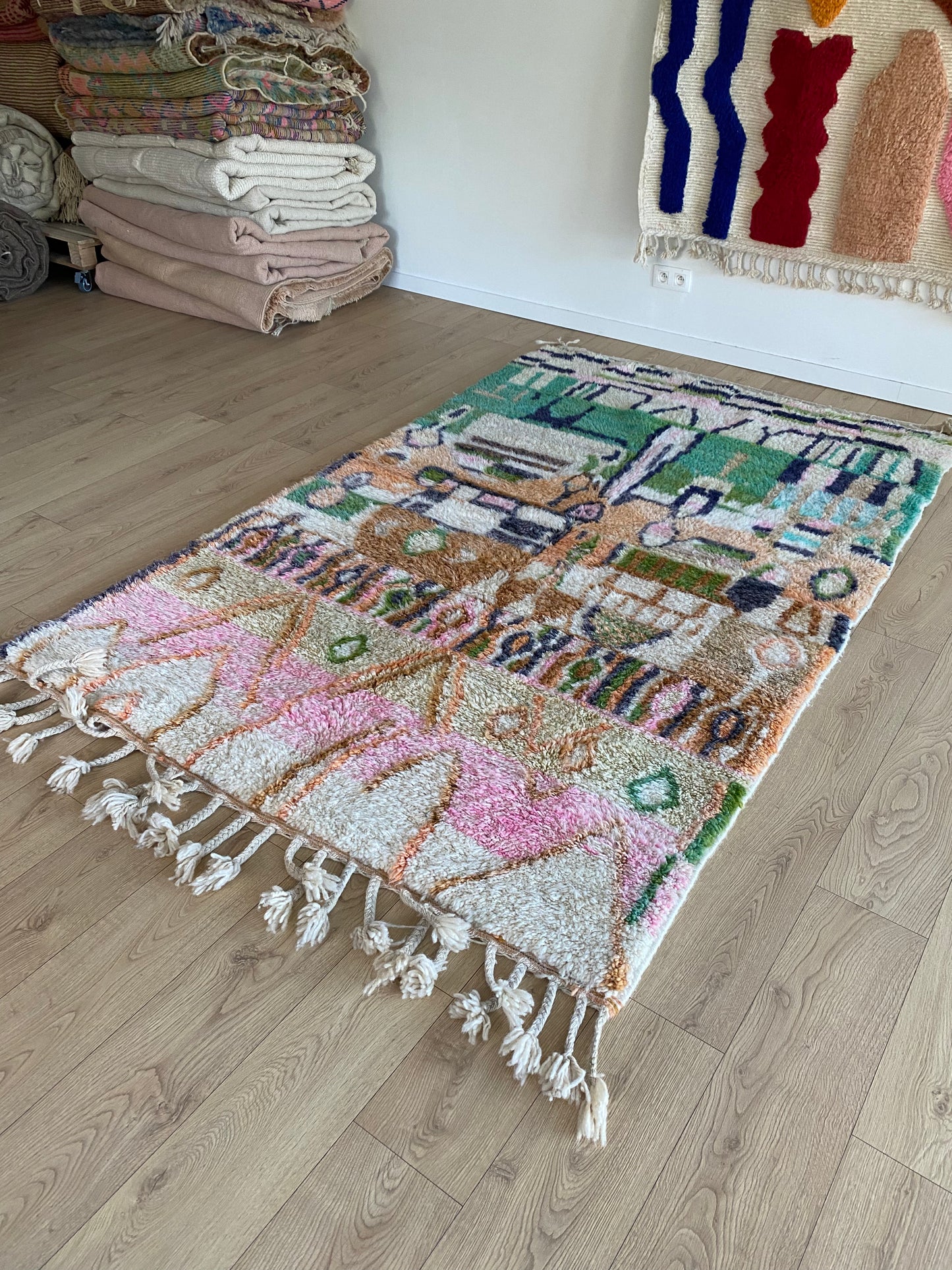 Beni Ouarain Moroccan Colorful Rug (1055) 249x160cm - Ourika