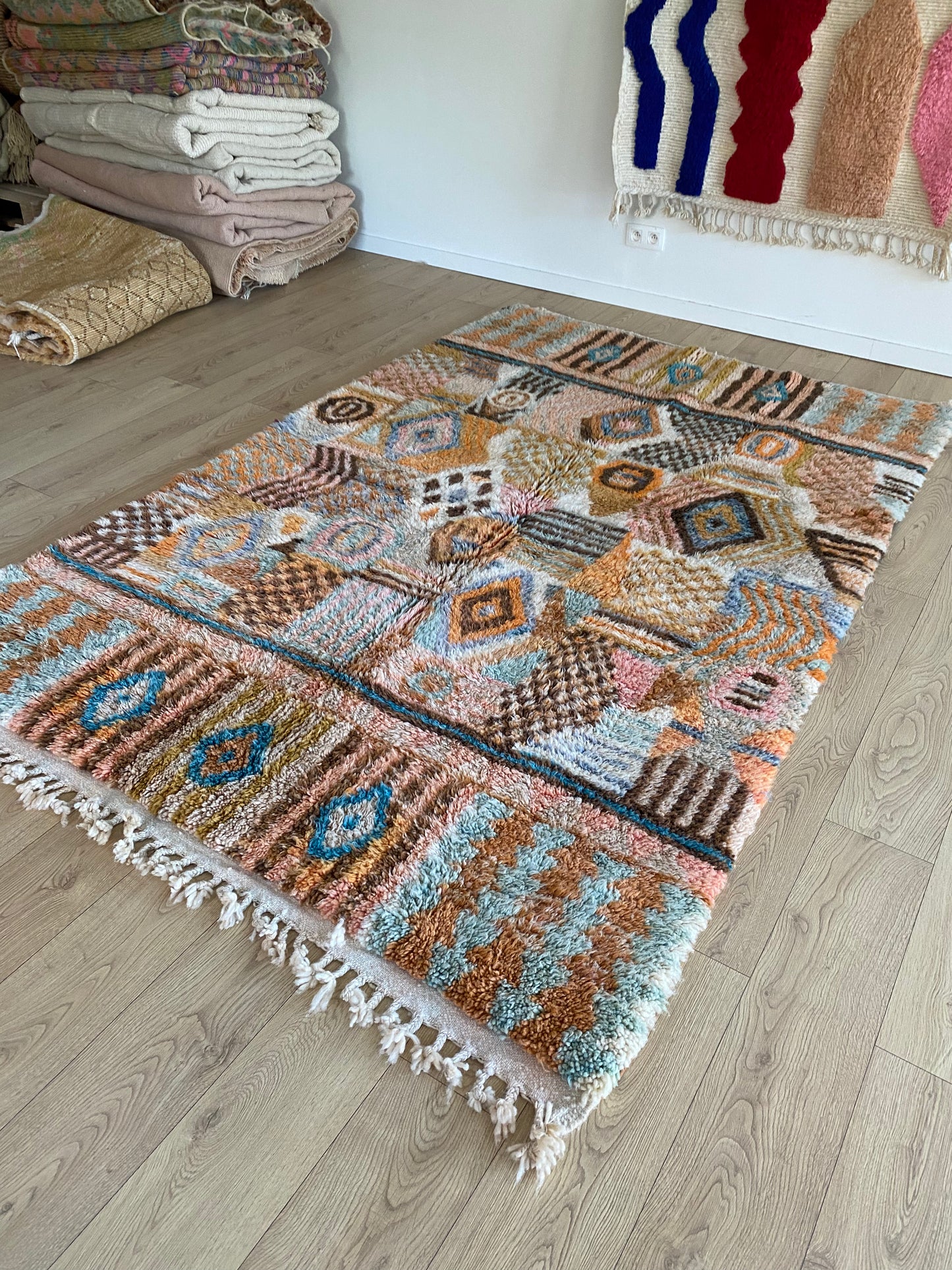 Beni Ouarain Moroccan Colorful Rug (1053) 261x174cm - The 70s