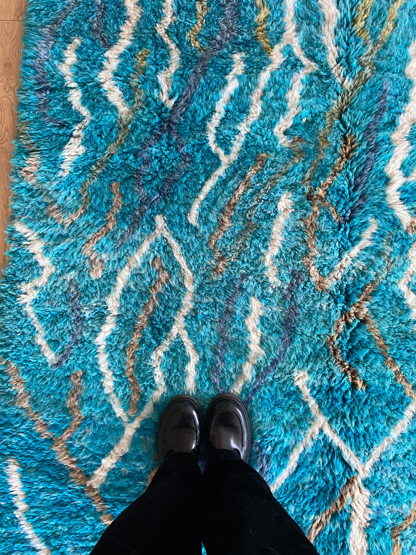 Beni Ouarain Moroccan Colorful Rug (1041) 249x157cm - Blue