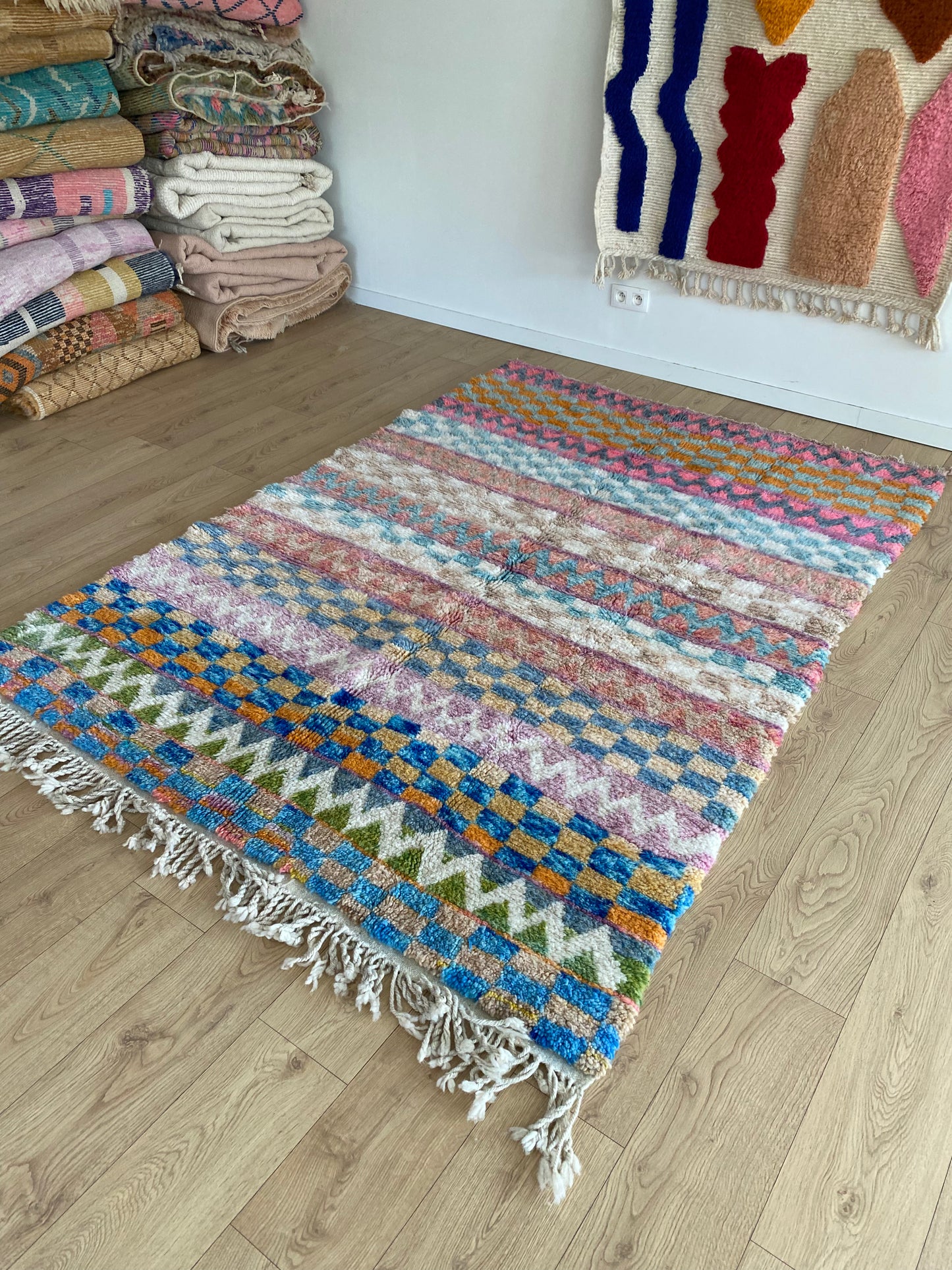 Beni Ouarain Moroccan Colorful Rug (1042) 235x168cm - Arlequin