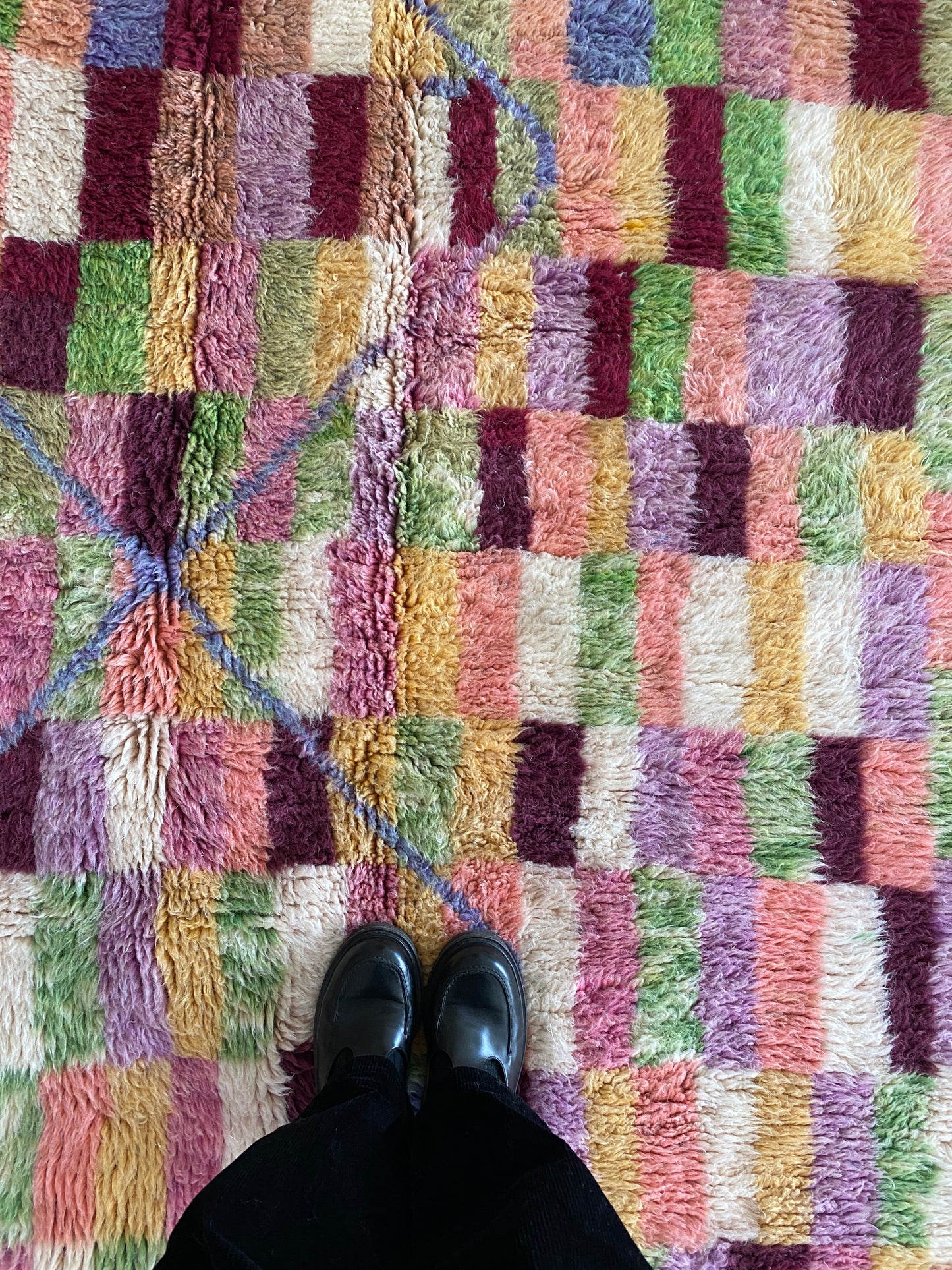 Beni Ouarain Moroccan Colorful Rug (1059) 303x202cm - Spilled Red Wine