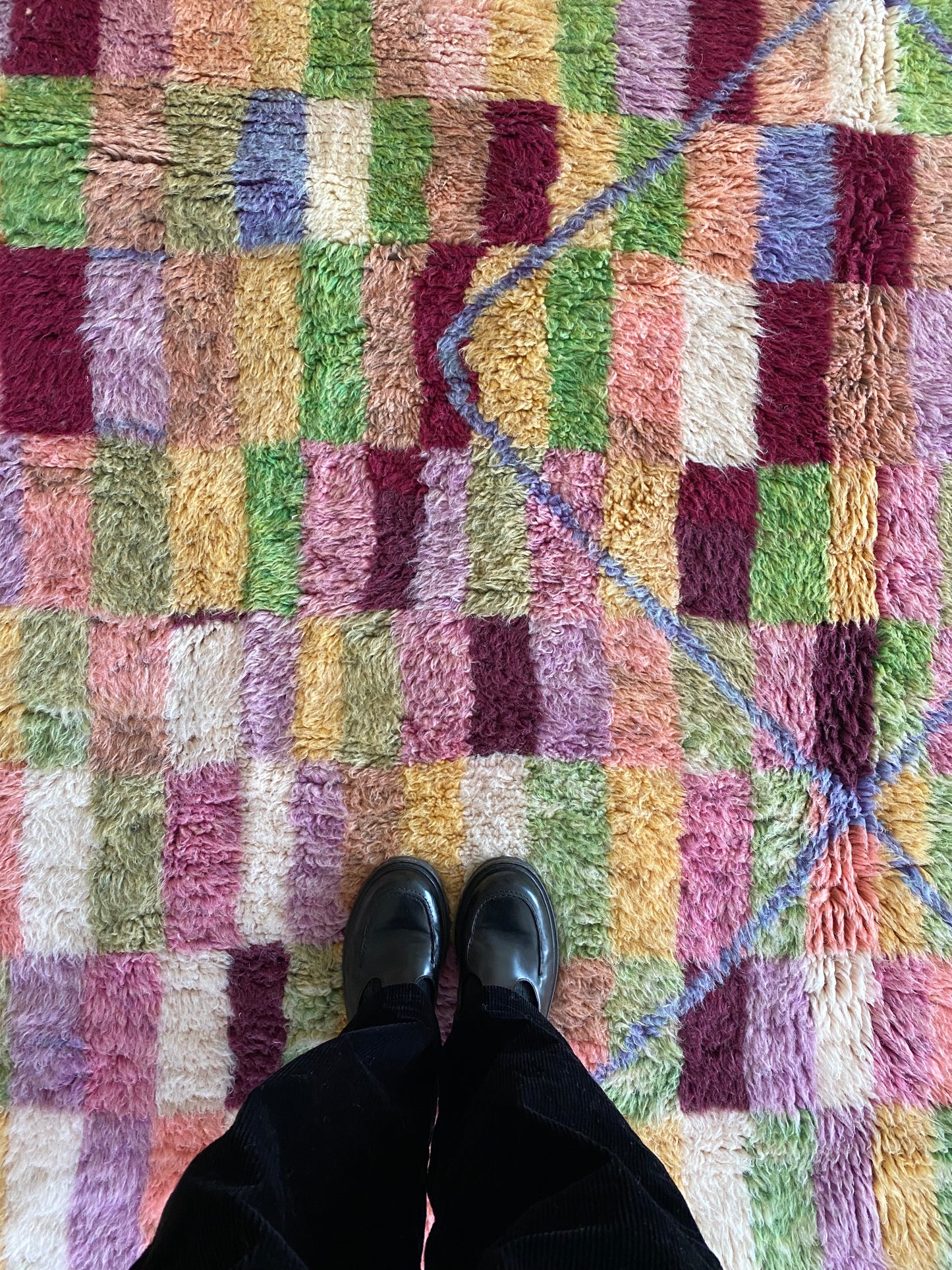 Beni Ouarain Moroccan Colorful Rug (1059) 303x202cm - Spilled Red Wine