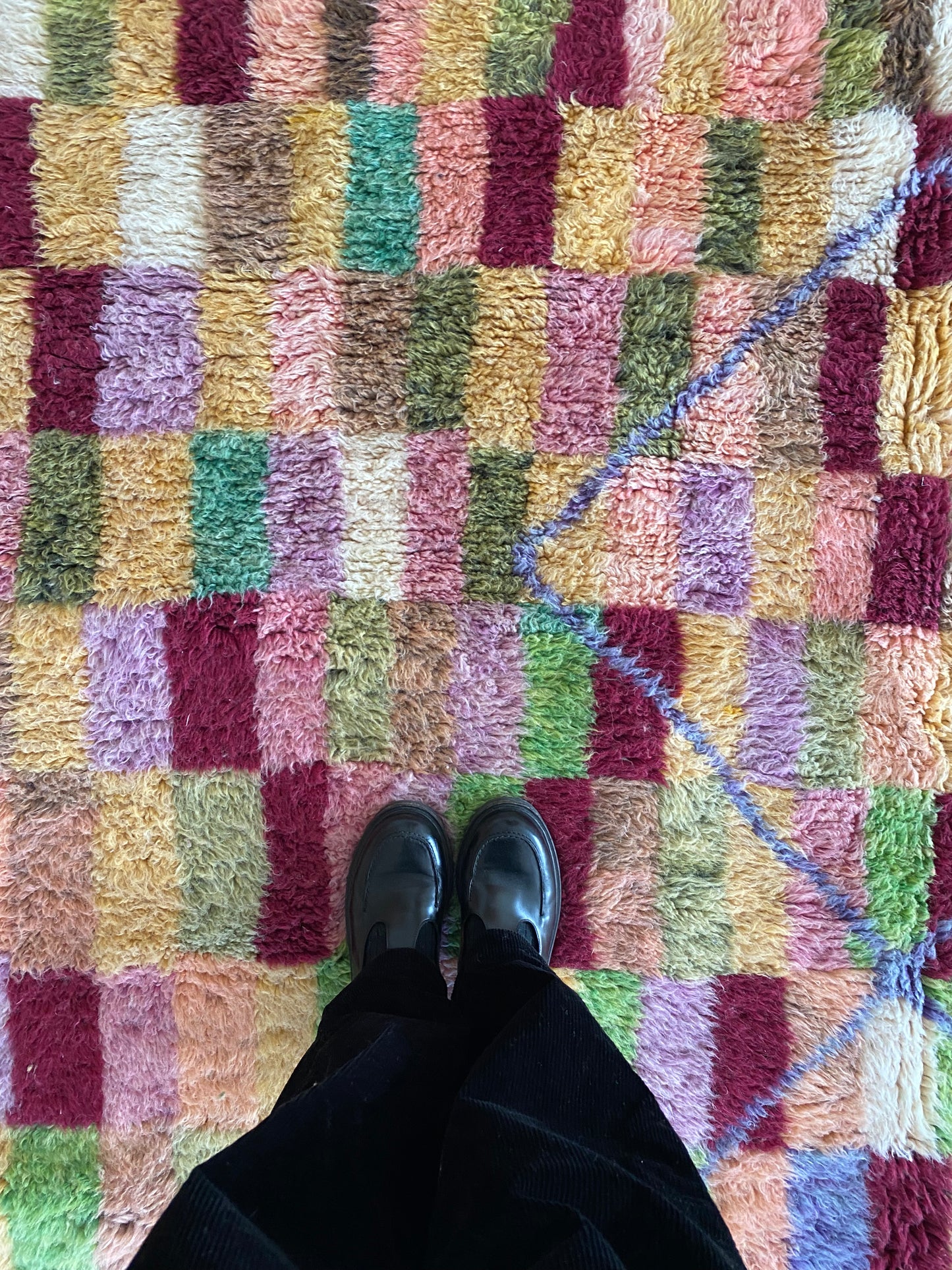 Beni Ouarain Moroccan Colorful Rug (1059) 303x202cm - Spilled Red Wine