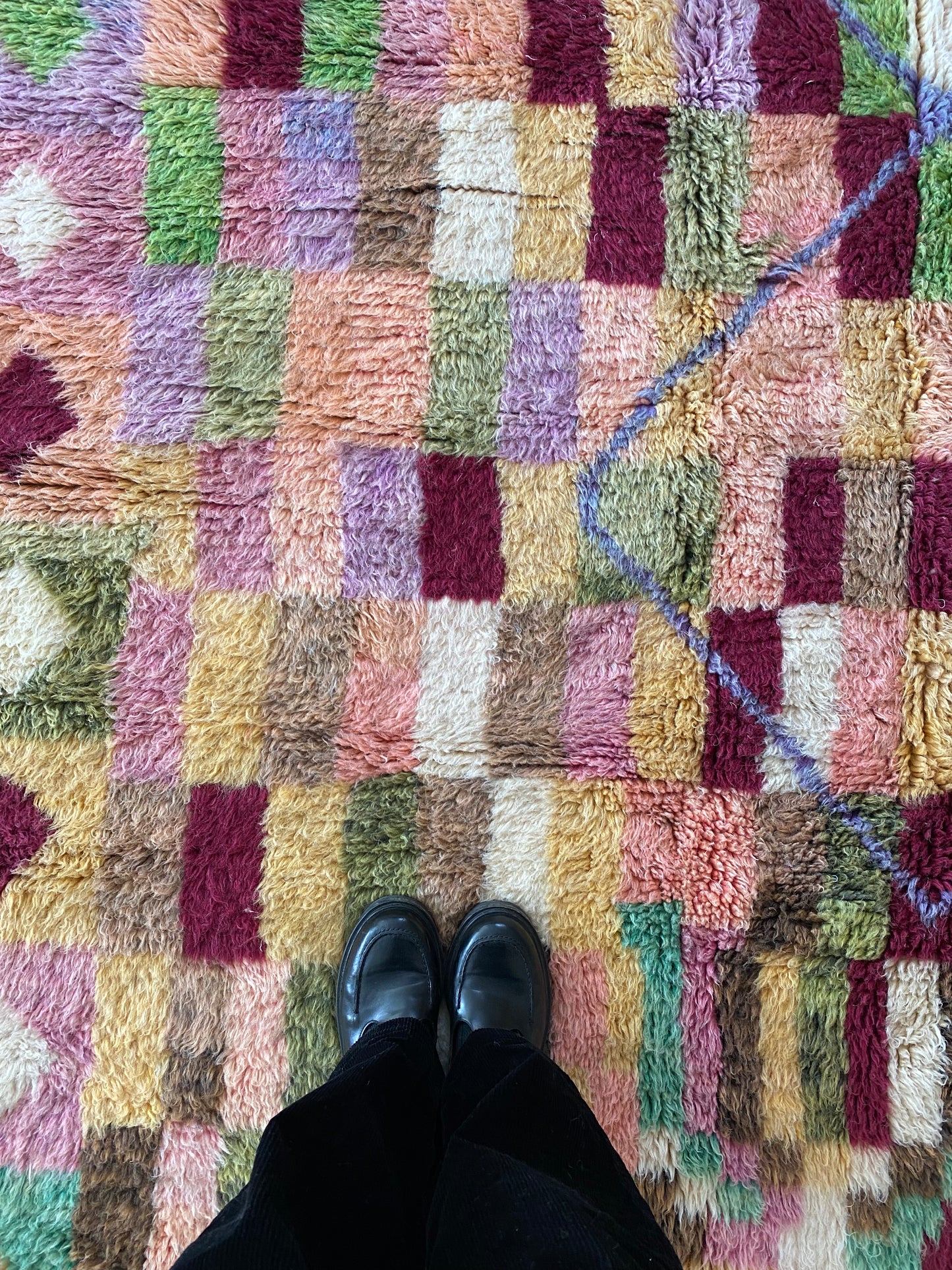 Beni Ouarain Moroccan Colorful Rug (1059) 303x202cm - Spilled Red Wine